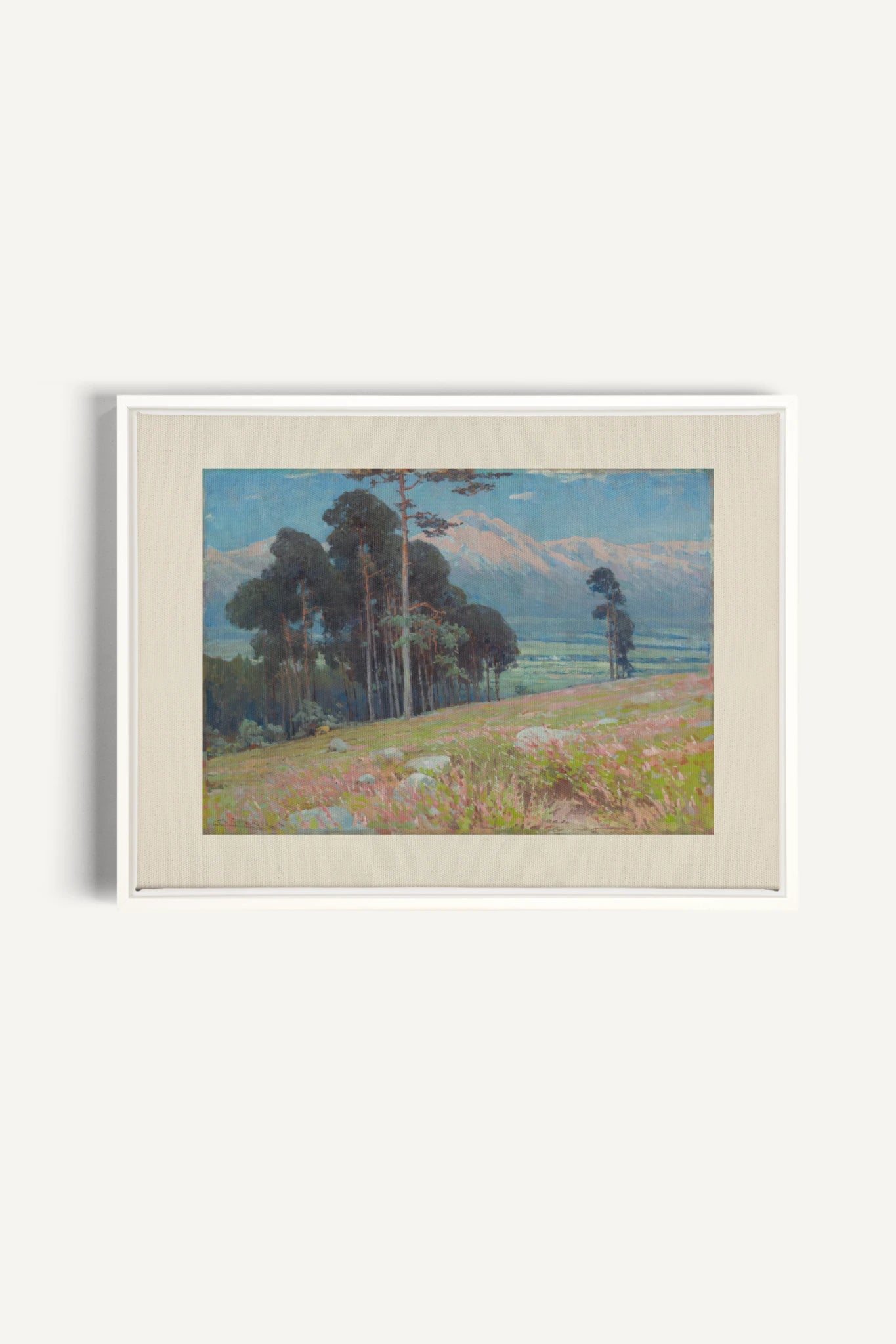 VALLÉE ROSE, Oeuvre sur toile étirée, encadré Blanc