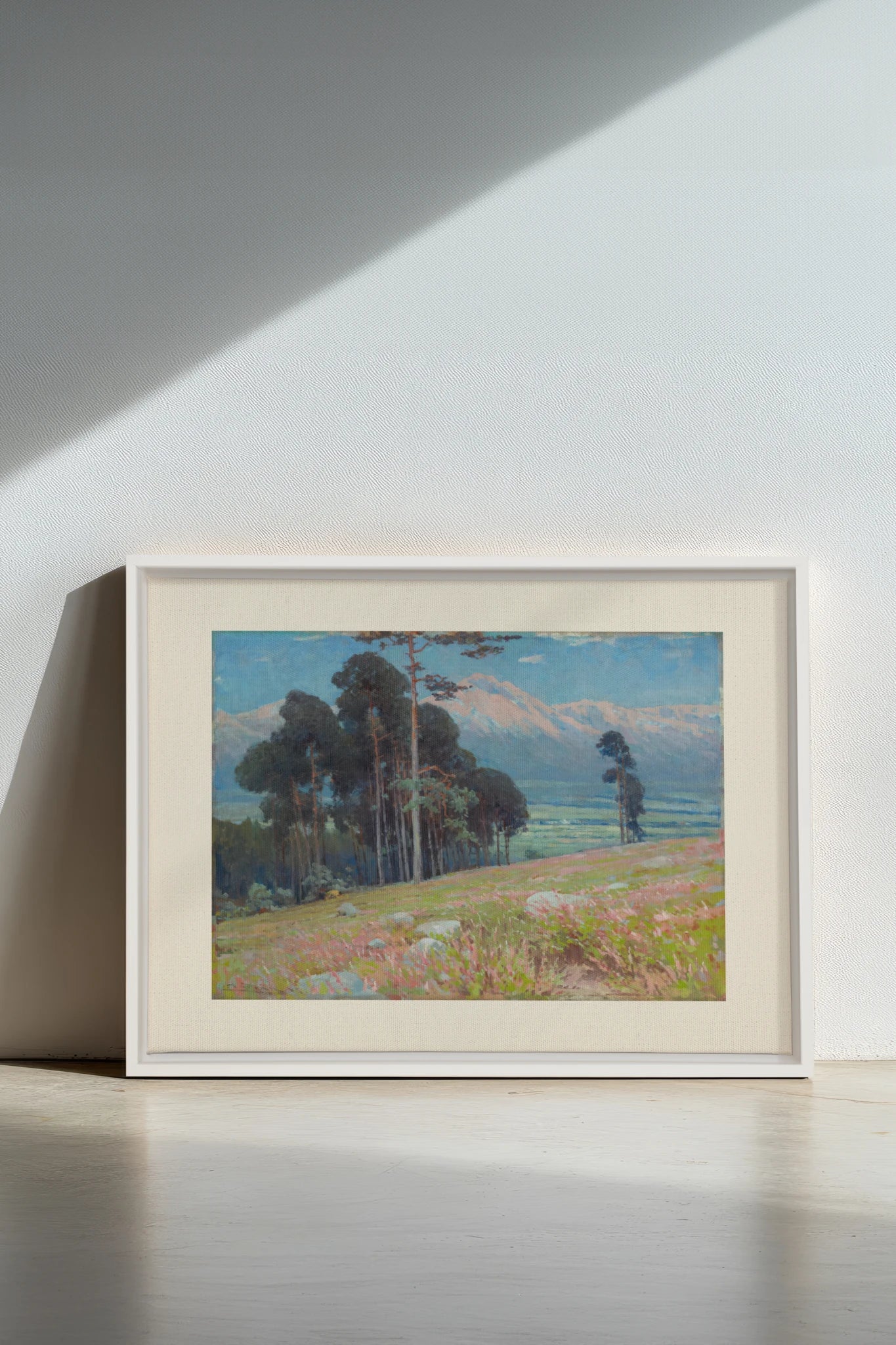 VALLÉE ROSE, Oeuvre sur toile étirée, encadré Blanc