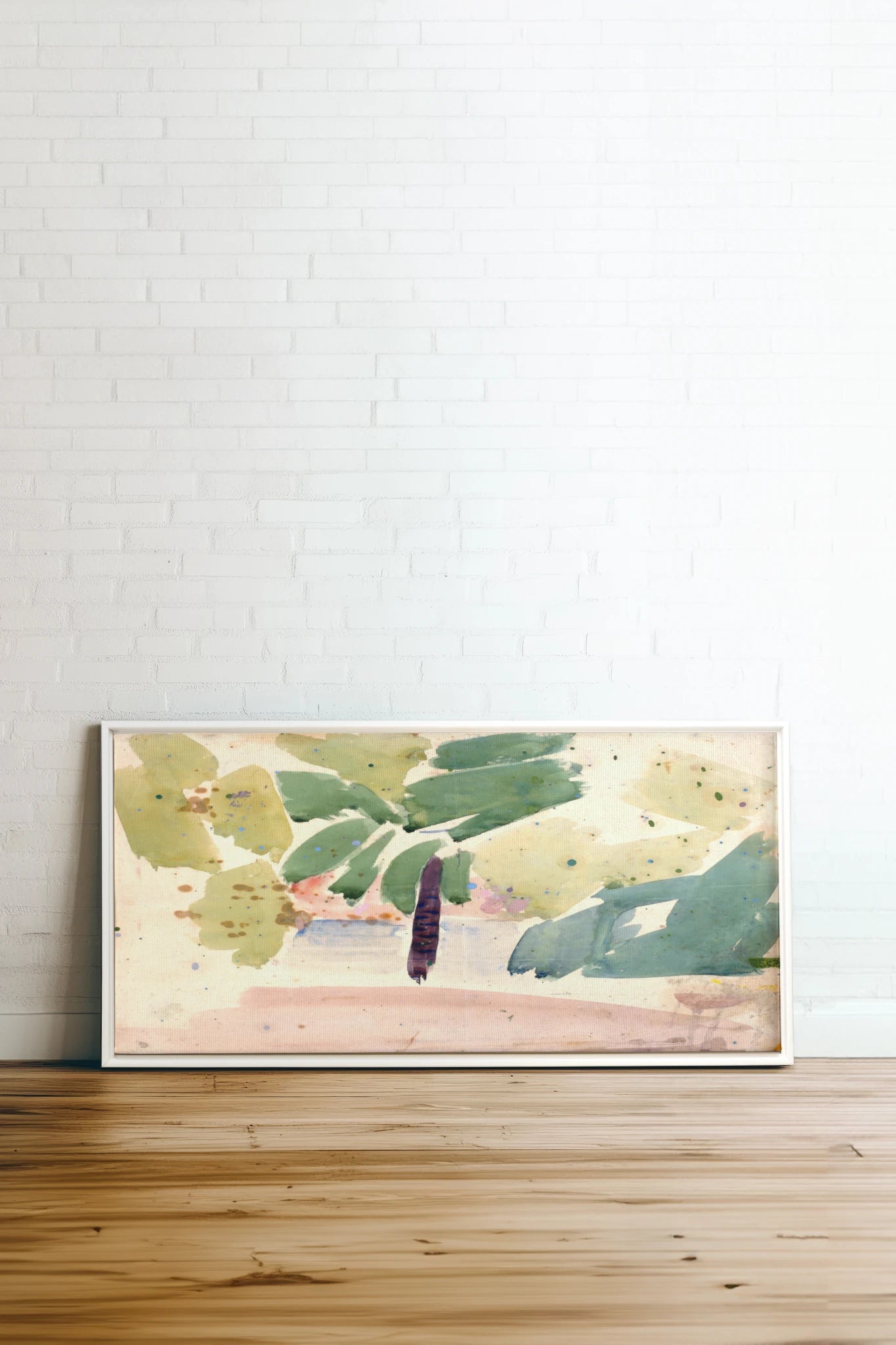 VERT NOMADE, Oeuvre sur toile étirée, encadré Blanc
