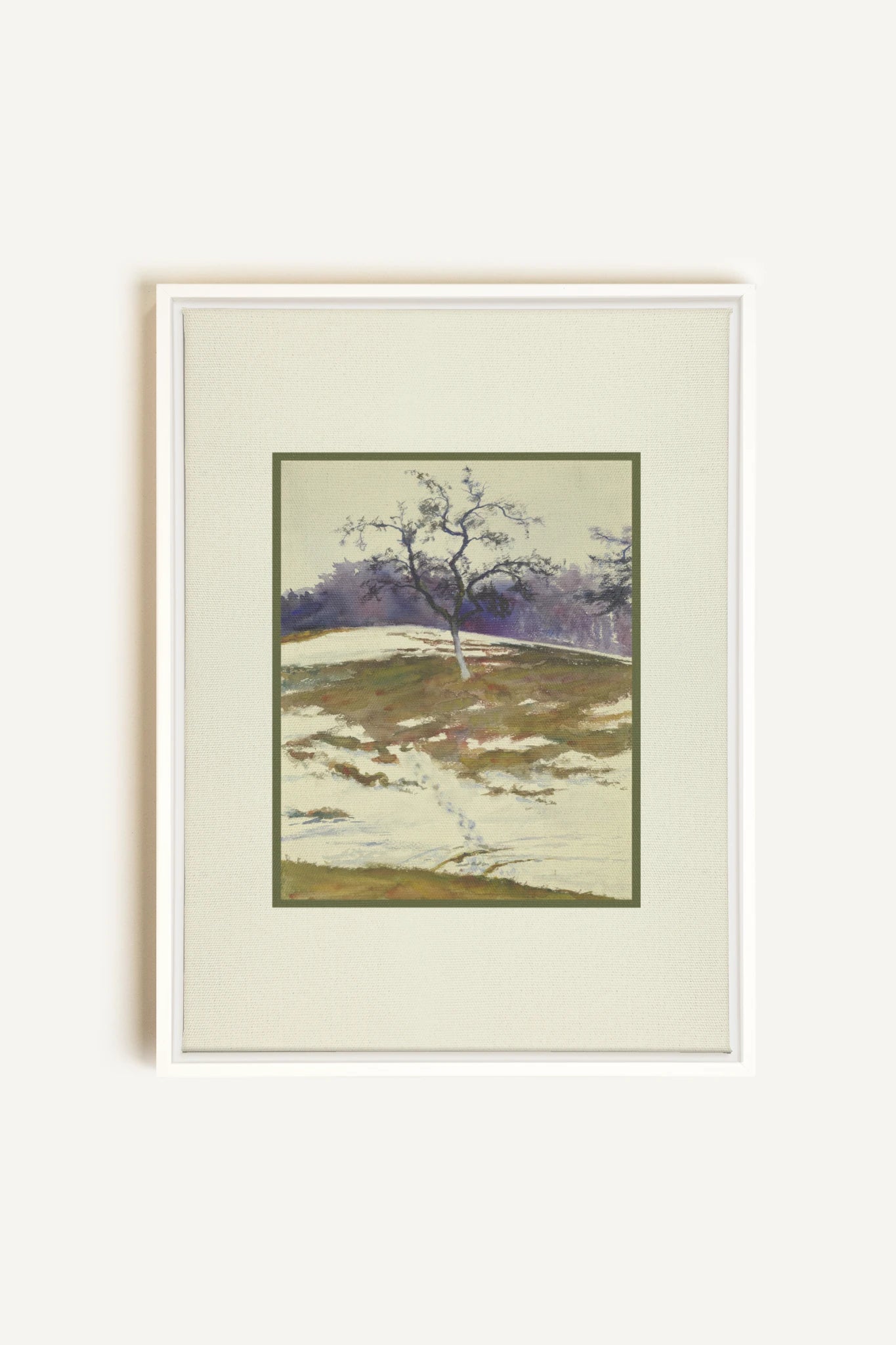 VESTIGE DE SAISON, Oeuvre sur toile étirée, encadré Blanc