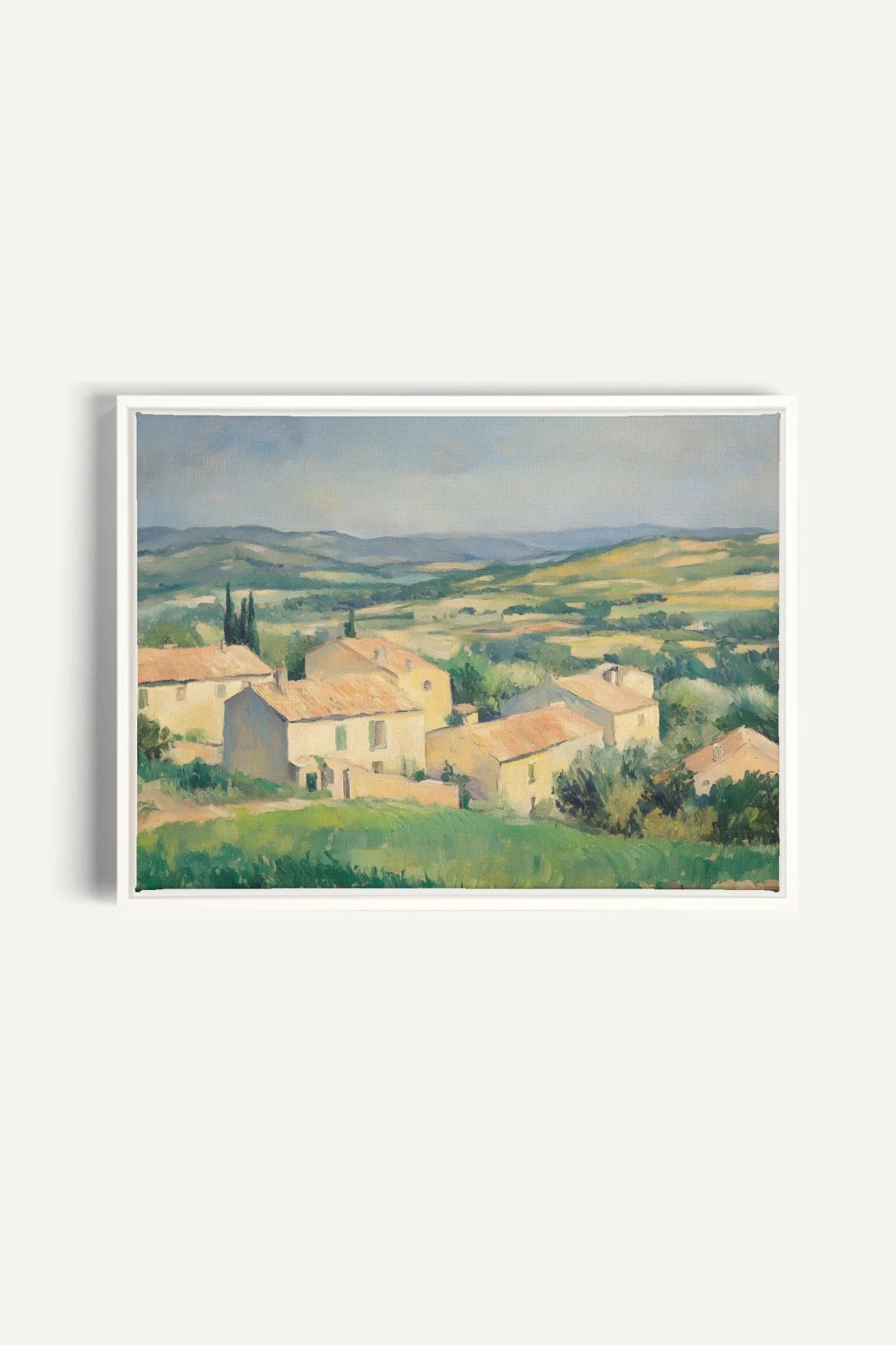 OLEKA CANVAS - VILLAGE IN BLOOM, Oeuvre sur toile étirée, encadré Blanc