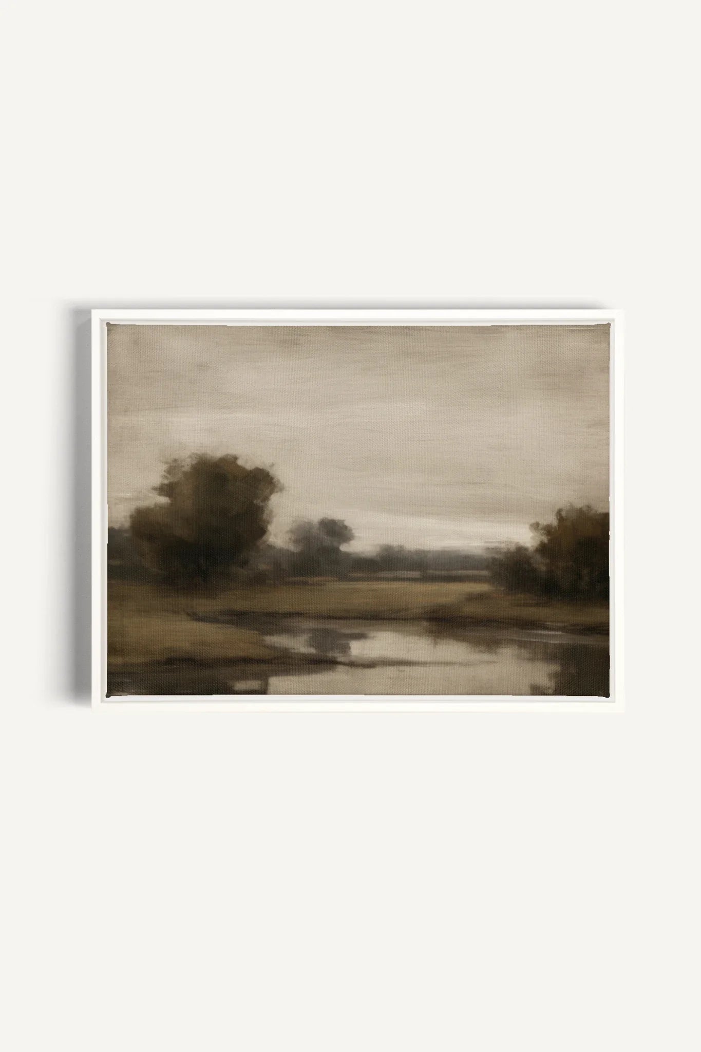 OLEKA CANVAS - VINTAGE COUNTRY RIVER, Oeuvre sur toile étirée, encadré Blanc