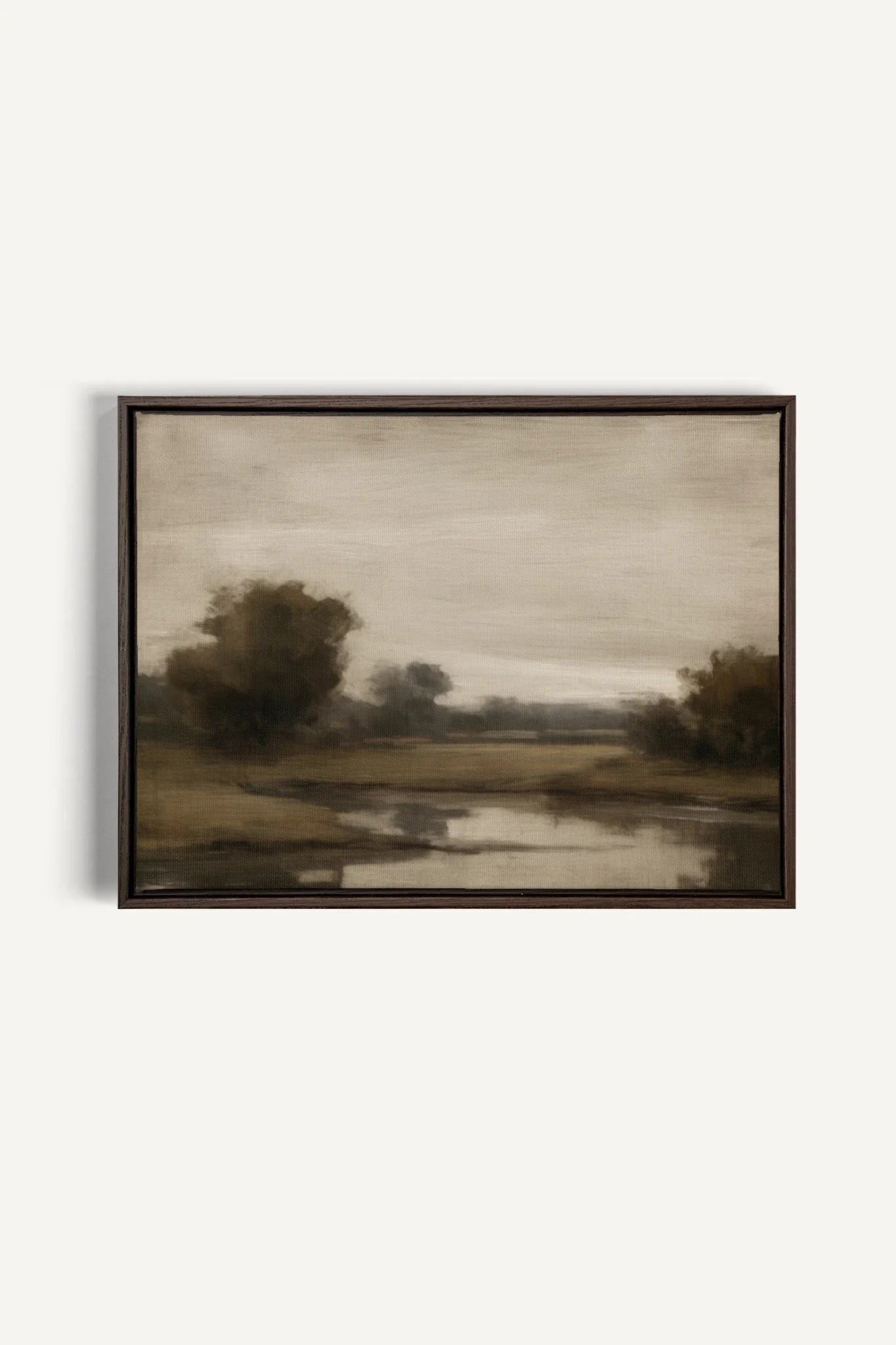 OLEKA CANVAS - VINTAGE COUNTRY RIVER, Oeuvre sur toile étirée, encadré Brun Noyer