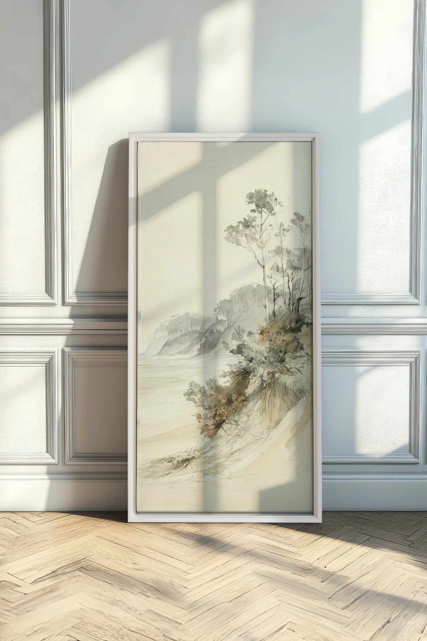 WHISPERING CLIFFS, Oeuvre sur toile étirée, encadré Blanc