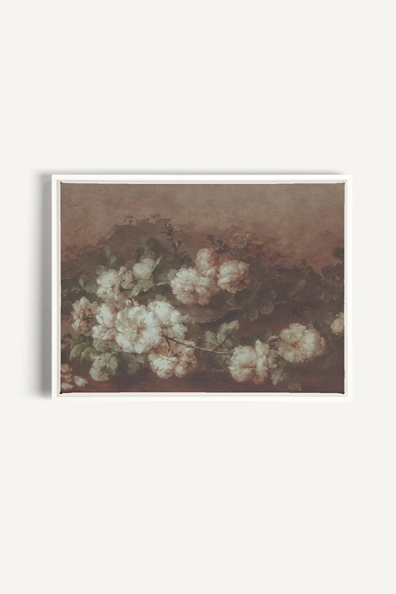 OLEKA CANVAS - WHITE PEONY, Oeuvre sur toile étirée, encadré Blanc