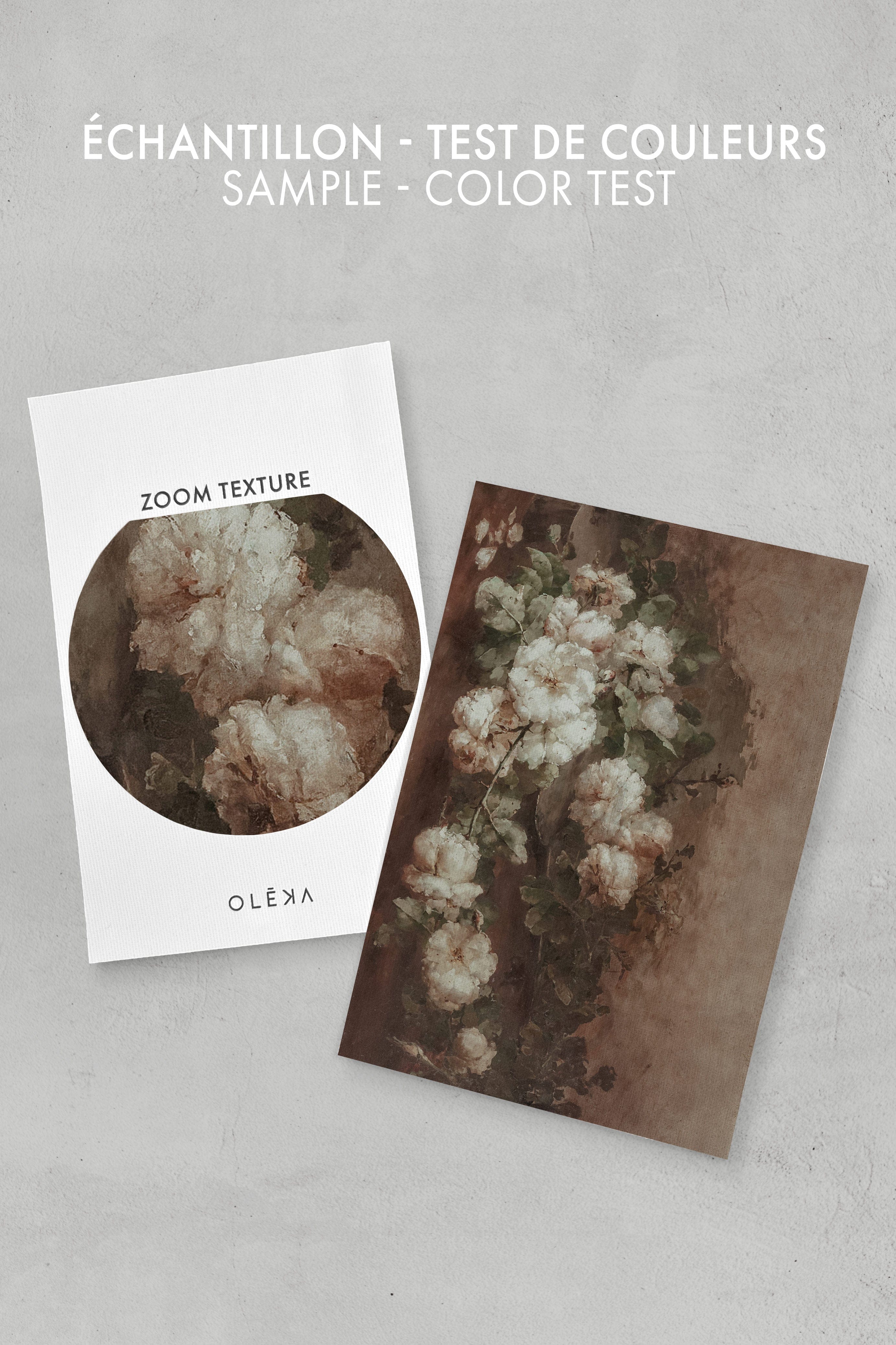 OLEKA CANVAS - WHITE PEONY, Oeuvre sur toile étirée, encadré Brun Chêne