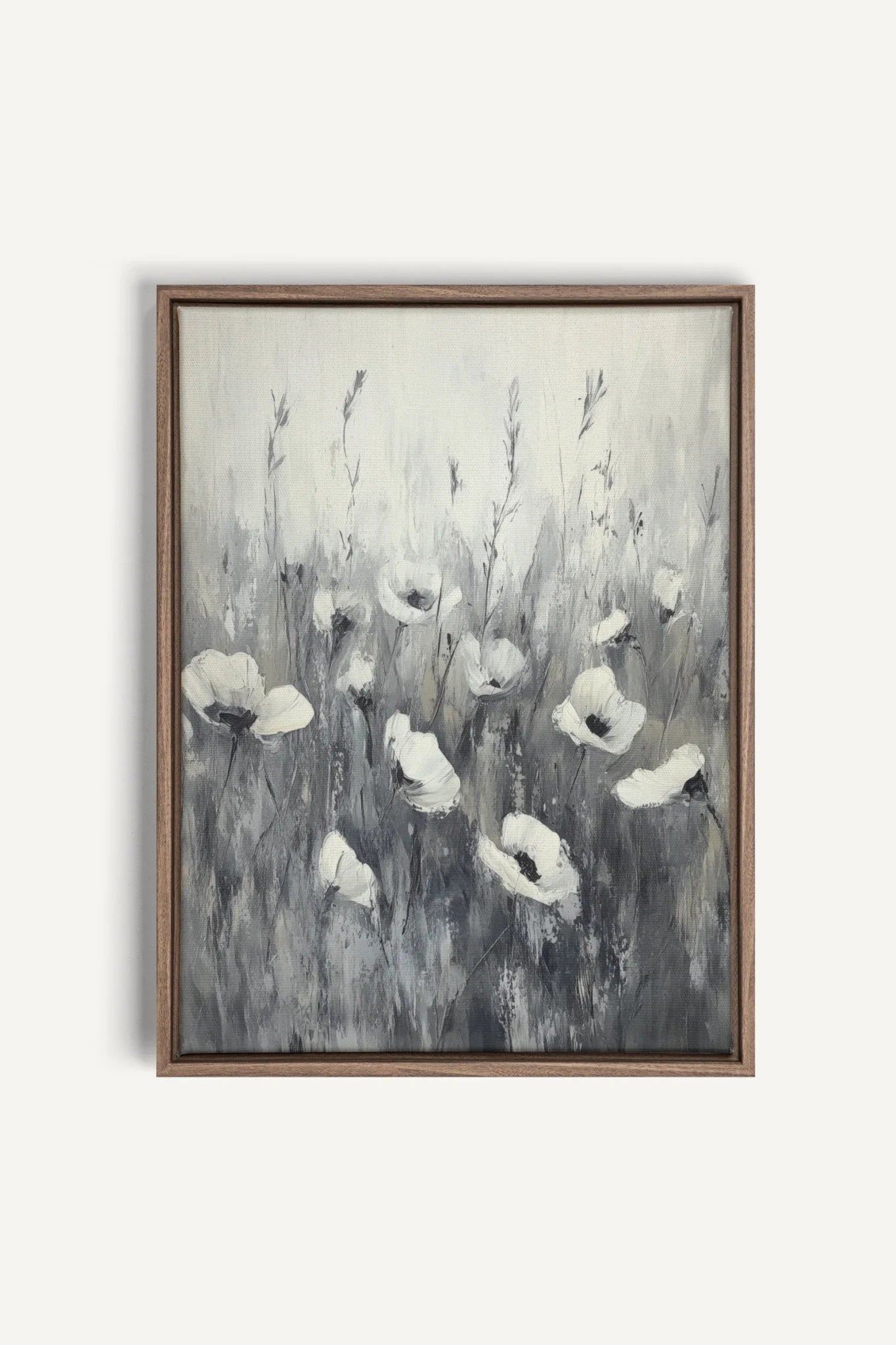 OLEKA CANVAS - WHITE VEIL, Oeuvre sur toile étirée, encadré Brun Chêne