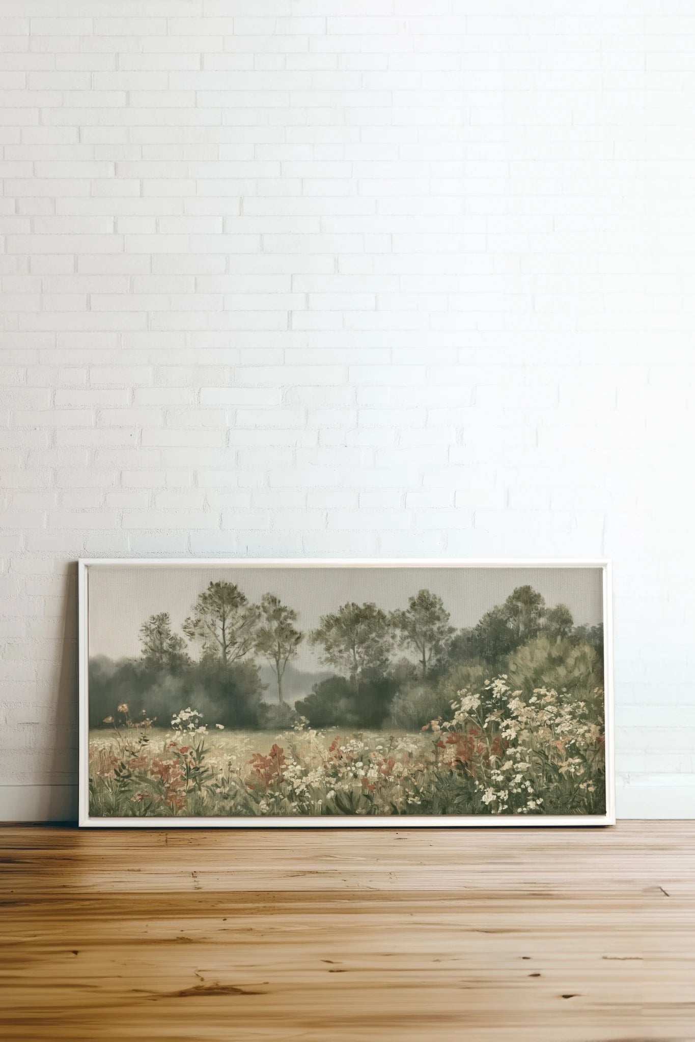 WILD MEADOW, Artwork on stretched canvas, White frame