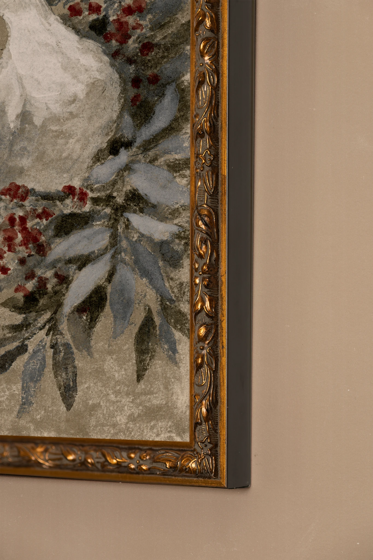 WINTER DOVES, Oeuvre sur toile rigide, encadré Vintage Bronze