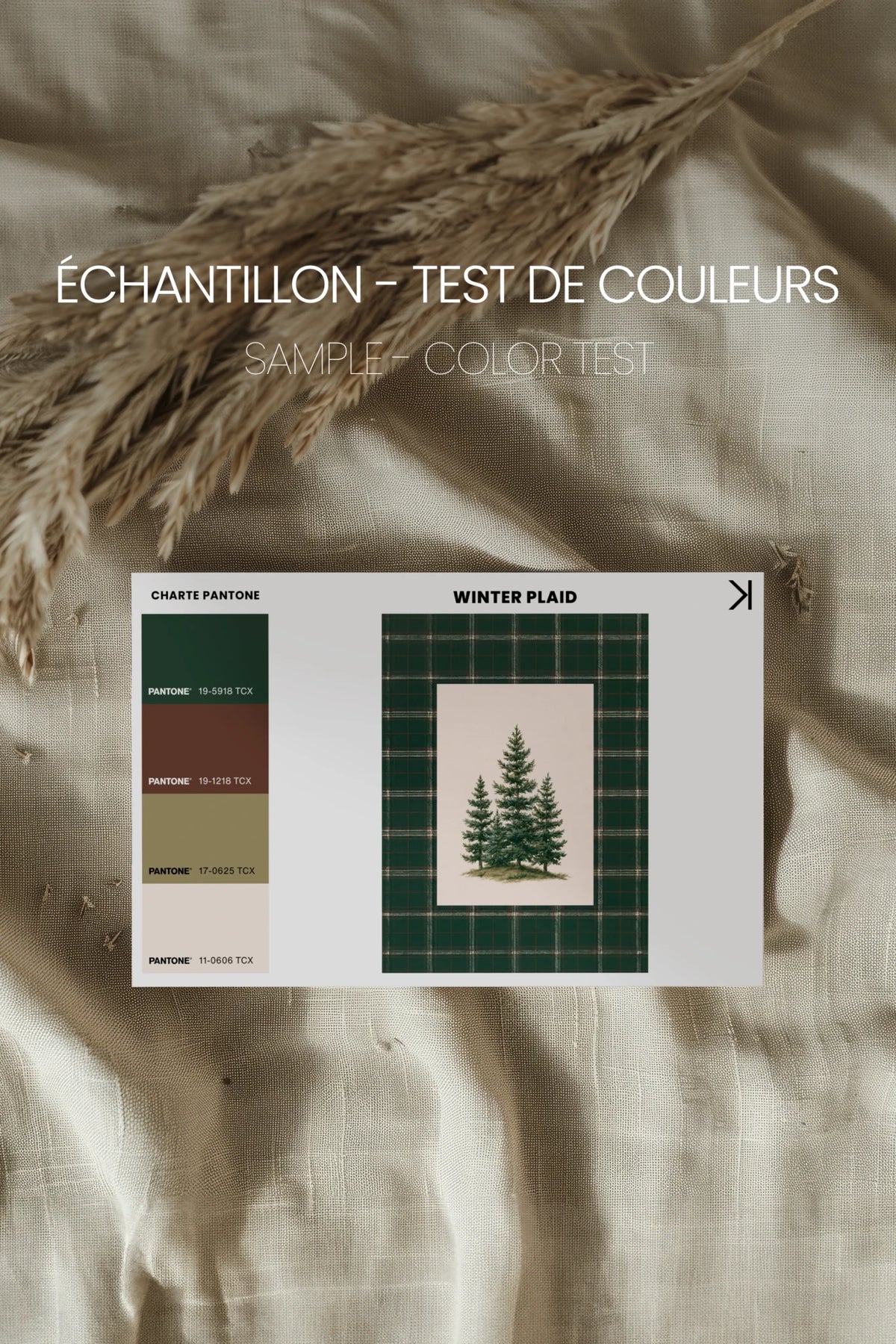 WINTER PLAID, Oeuvre sur toile rigide, encadré Vintage Bronze