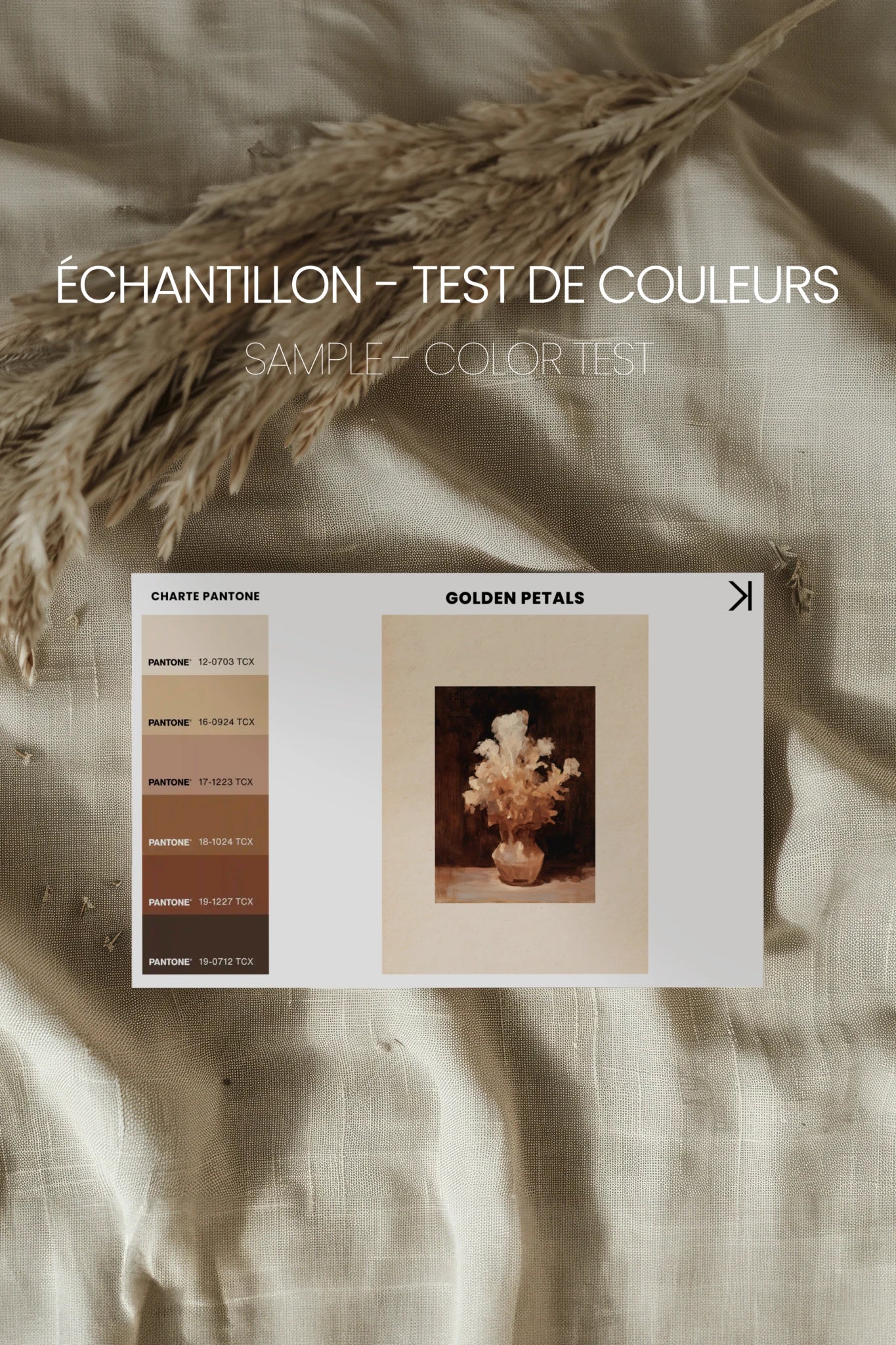GOLDEN PETALS, Work on canvas, framed signature Atelier Dansereau