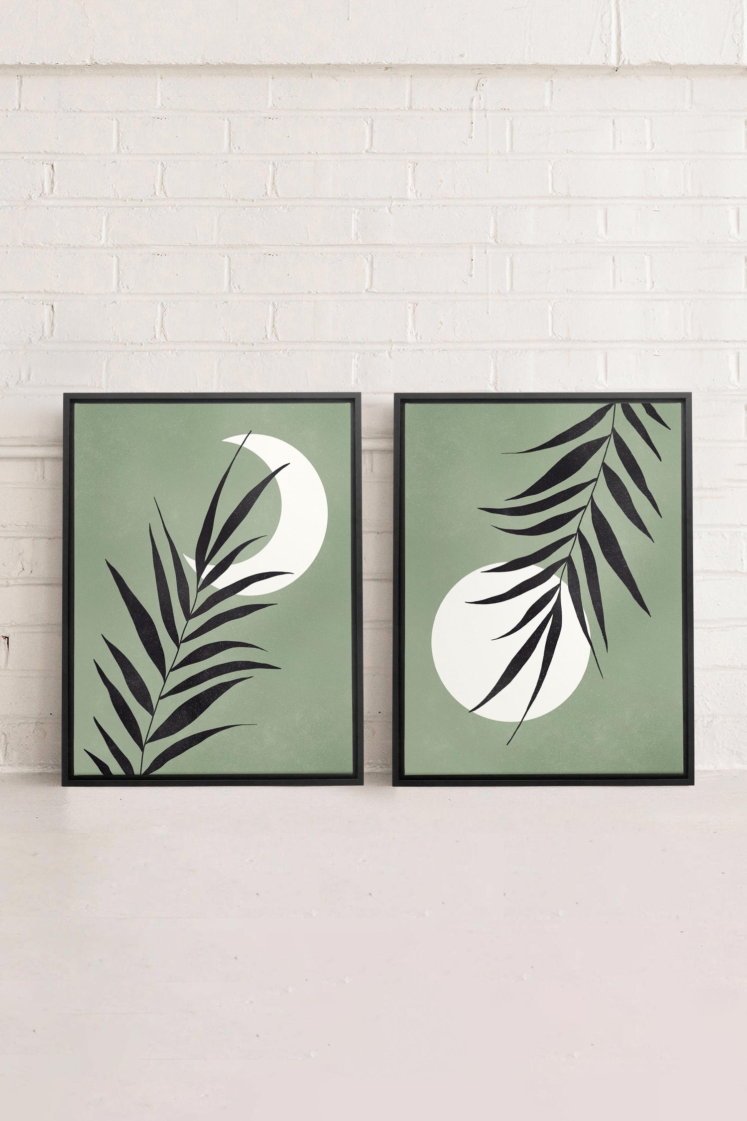 OLEKA CANVAS - MOONLIGHT SILHOUETTES, 2 Oeuvres sur toile étirée, encadré Noir