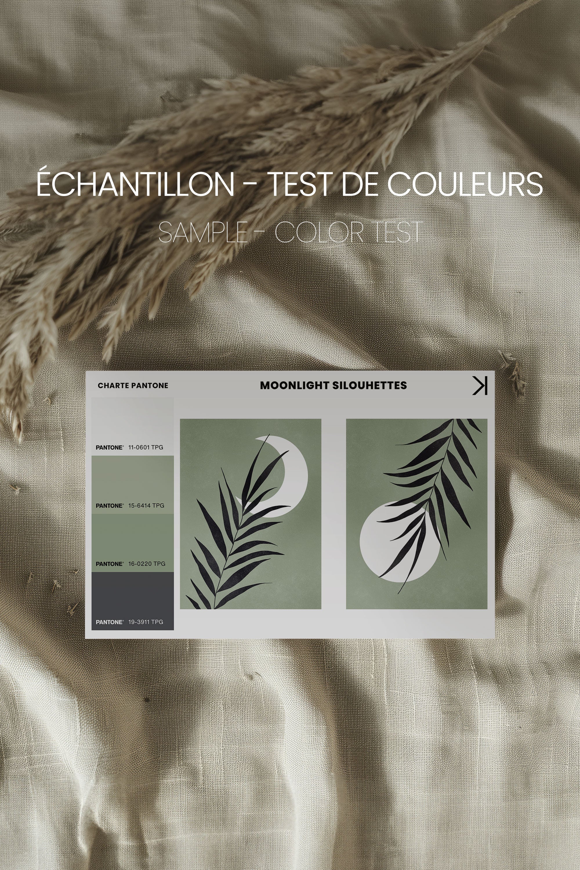 OLEKA CANVAS - MOONLIGHT SILHOUETTES, 2 Oeuvres sur toile étirée, encadré Noir