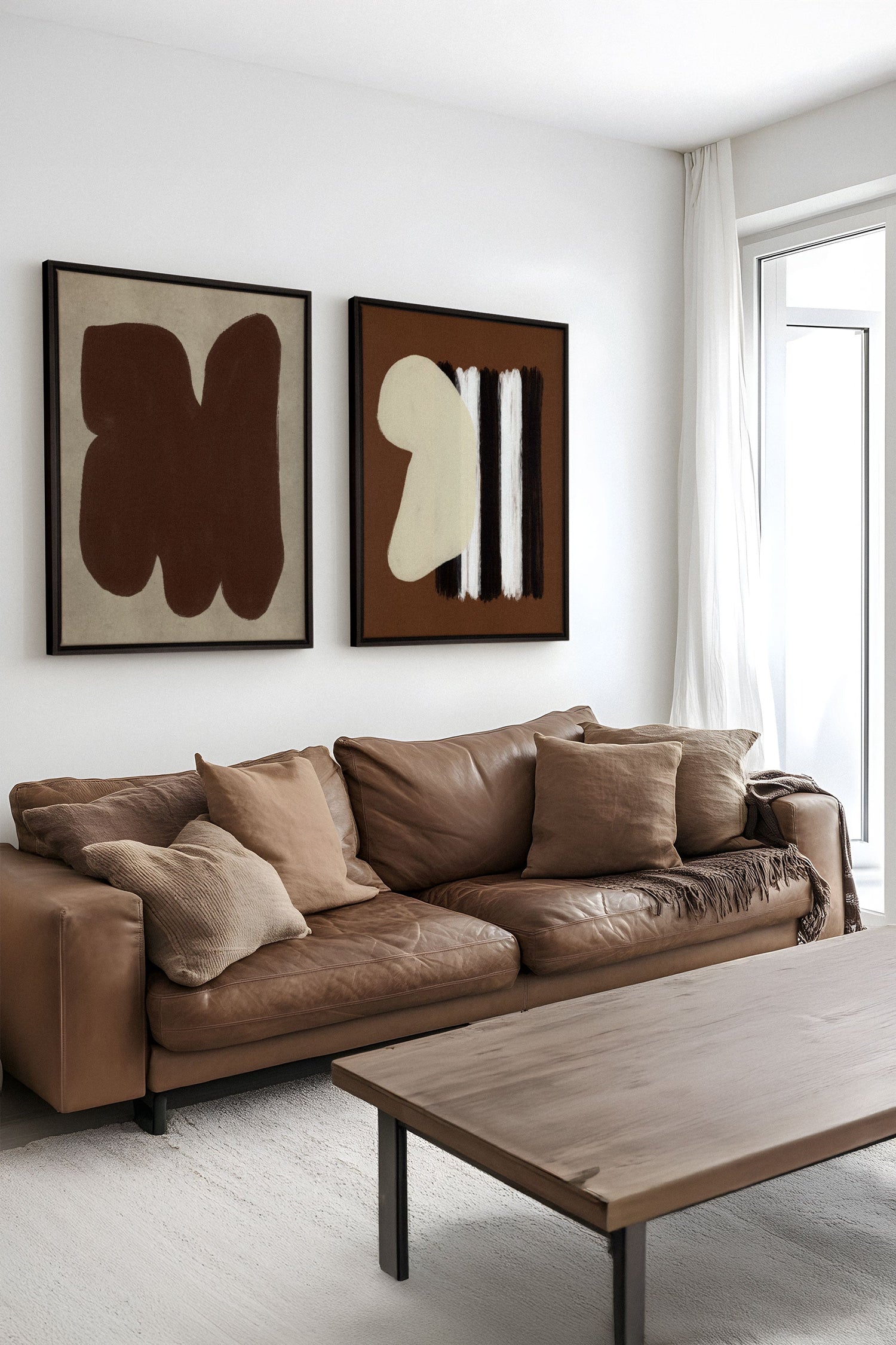 OLEKA CANVAS - DUO CONTRASTES PROFONDS, 2 Oeuvres sur toile étirée, encadré Noir