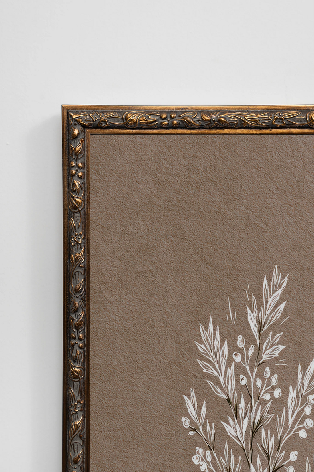 BRANCHE DE LIN I, Work on stretched canvas, framed in Vintage Bronze