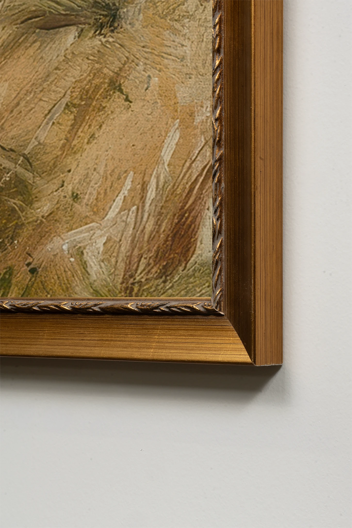 ROSEAUX DORÉS I, Painting on Stretched Canvas, Framed in Vintage Gold