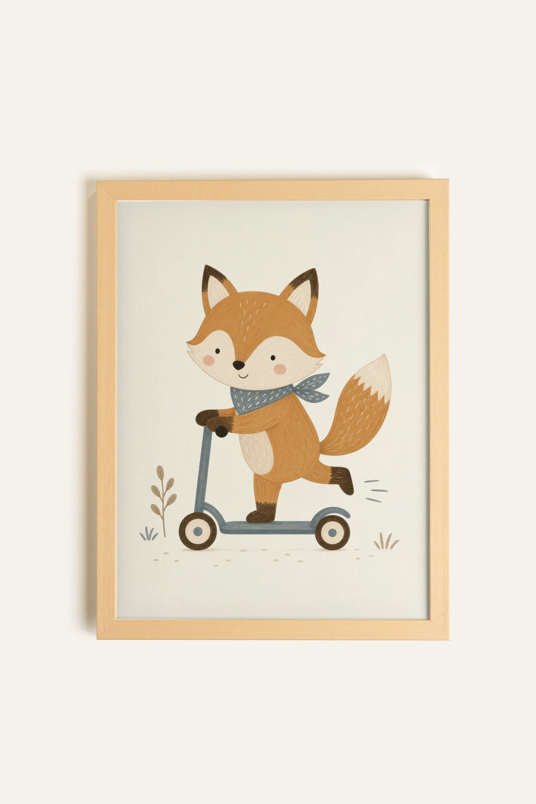 HAPPY FOX, Oeuvre sur toile rigide, encadré Naturel Clair
