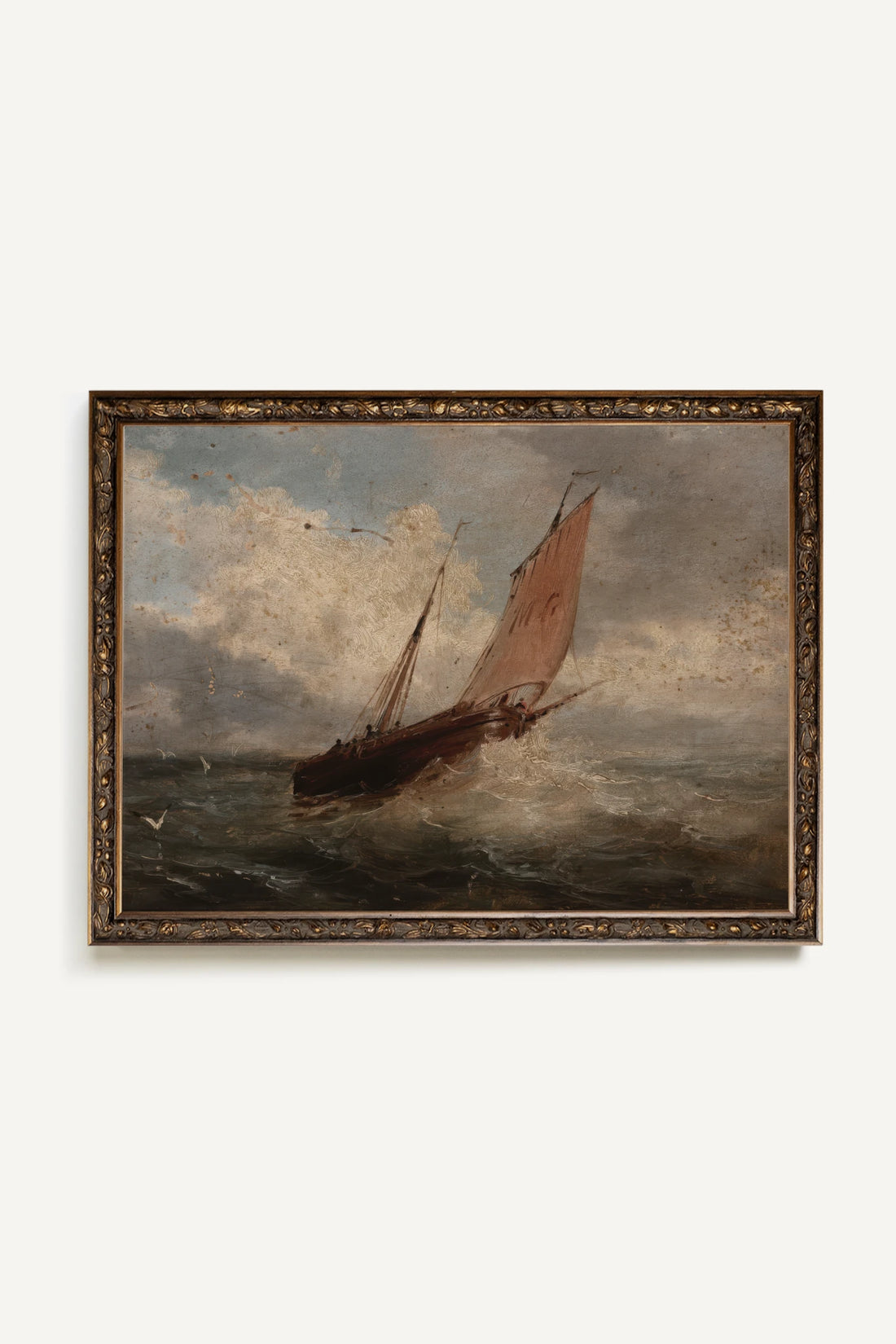AU GRÉS DU VENT, Work on rigid canvas, framed in Vintage Bronze