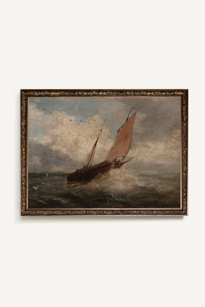 AU GRÉ DU VENT, Oeuvre sur toile rigide, encadré Vintage Bronze