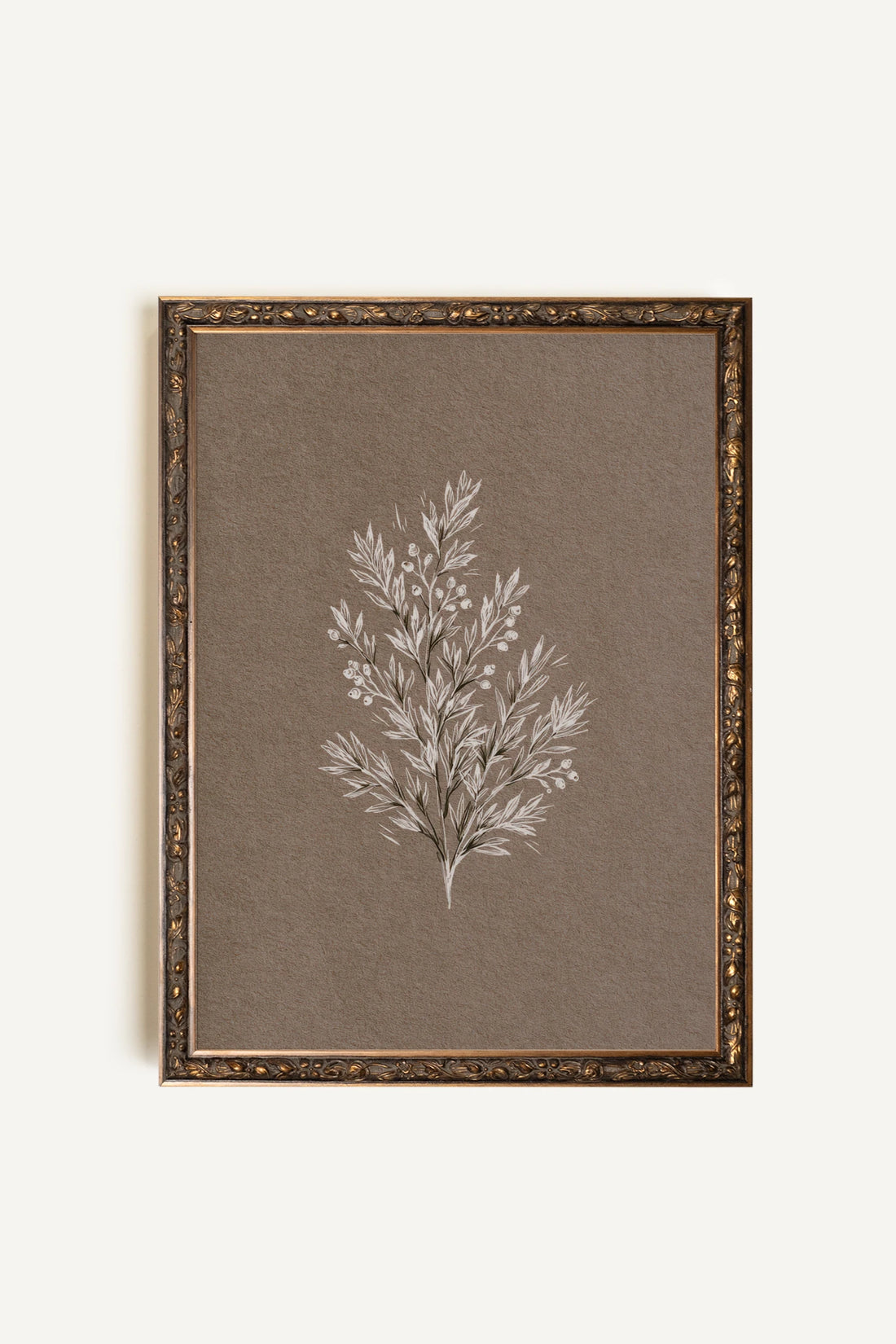 BRANCHE DE LIN I, Work on stretched canvas, framed in Vintage Bronze