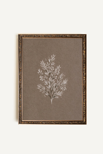 BRANCHE DE LIN I, Oeuvre sur toile étirée, encadré Vintage Bronze