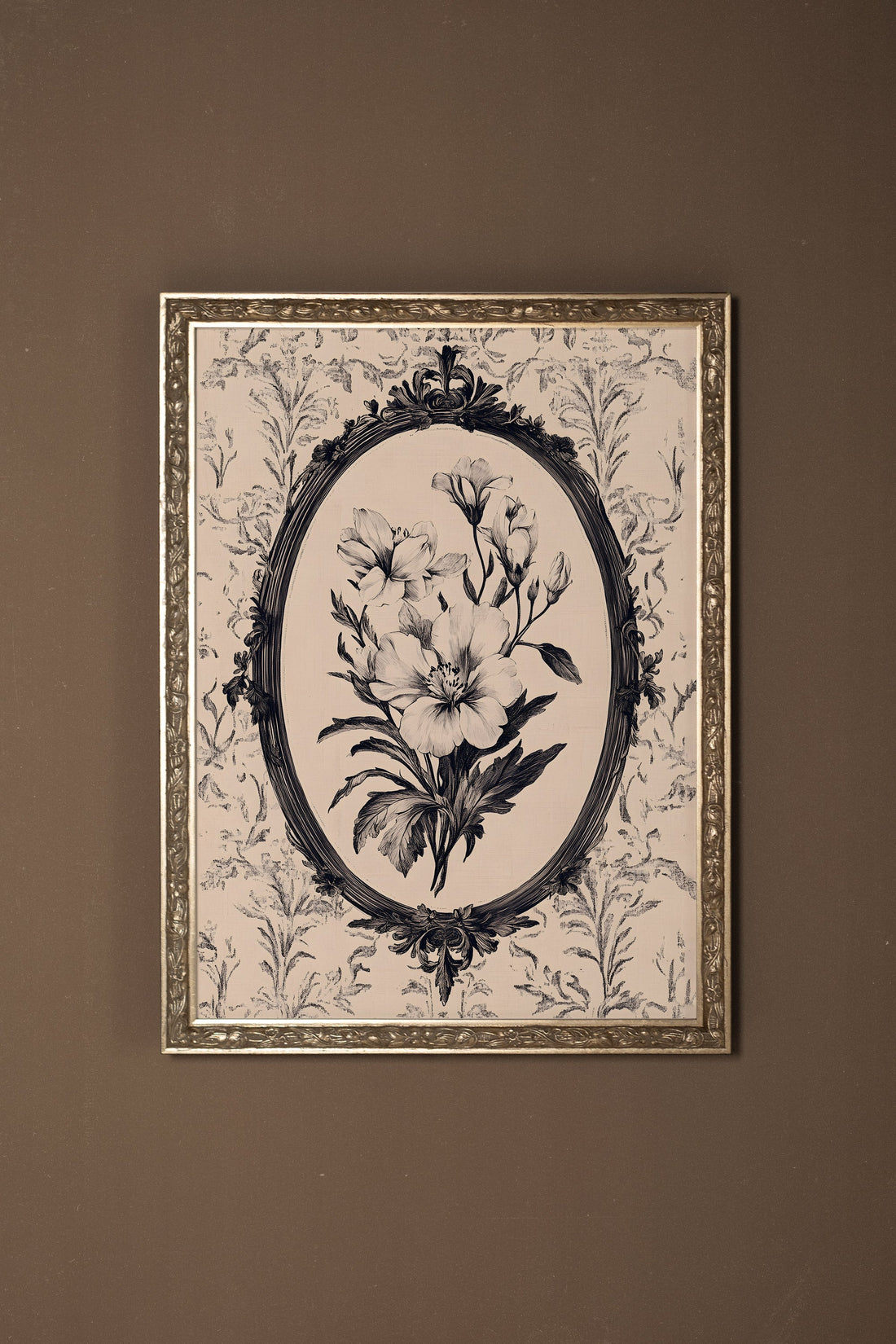 MÉMOIRE FLORALE, Oeuvre sur toile rigide, encadré Vintage Argent