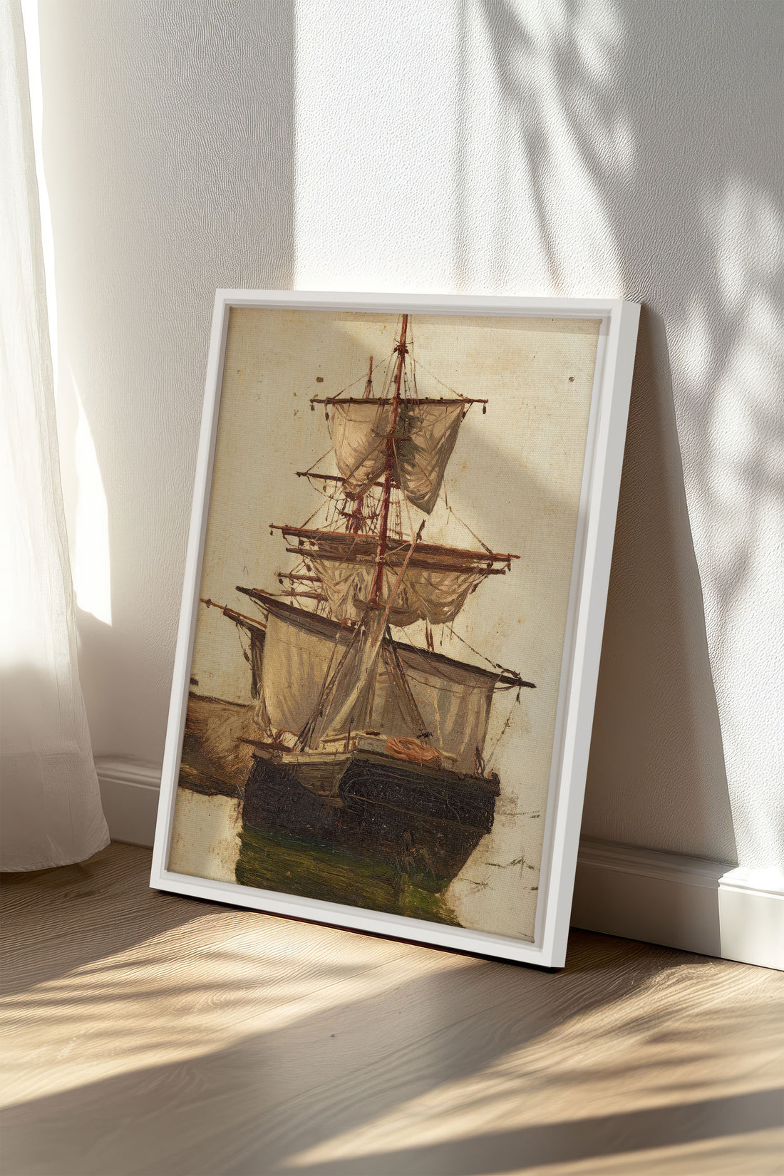 BRISE ANTIQUE, Artwork on stretched canvas, framed in white