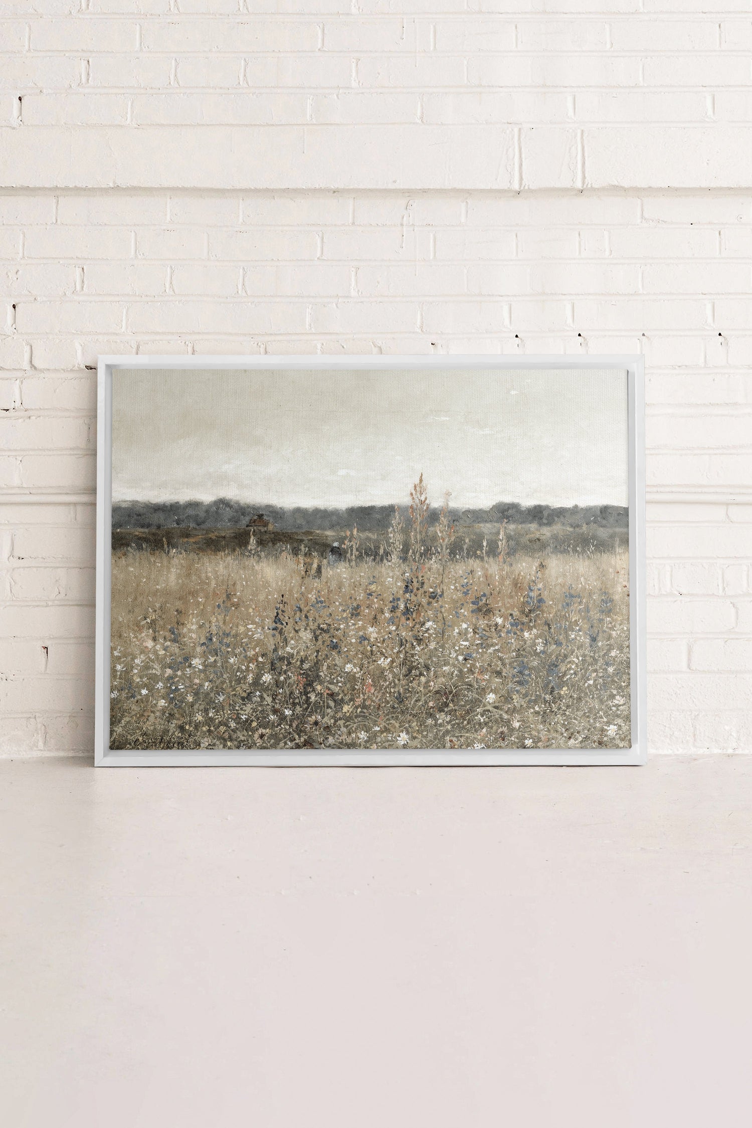 OLEKA CANVAS - WILDFLOWER FIELD, Oeuvre sur toile étirée, encadré Blanc