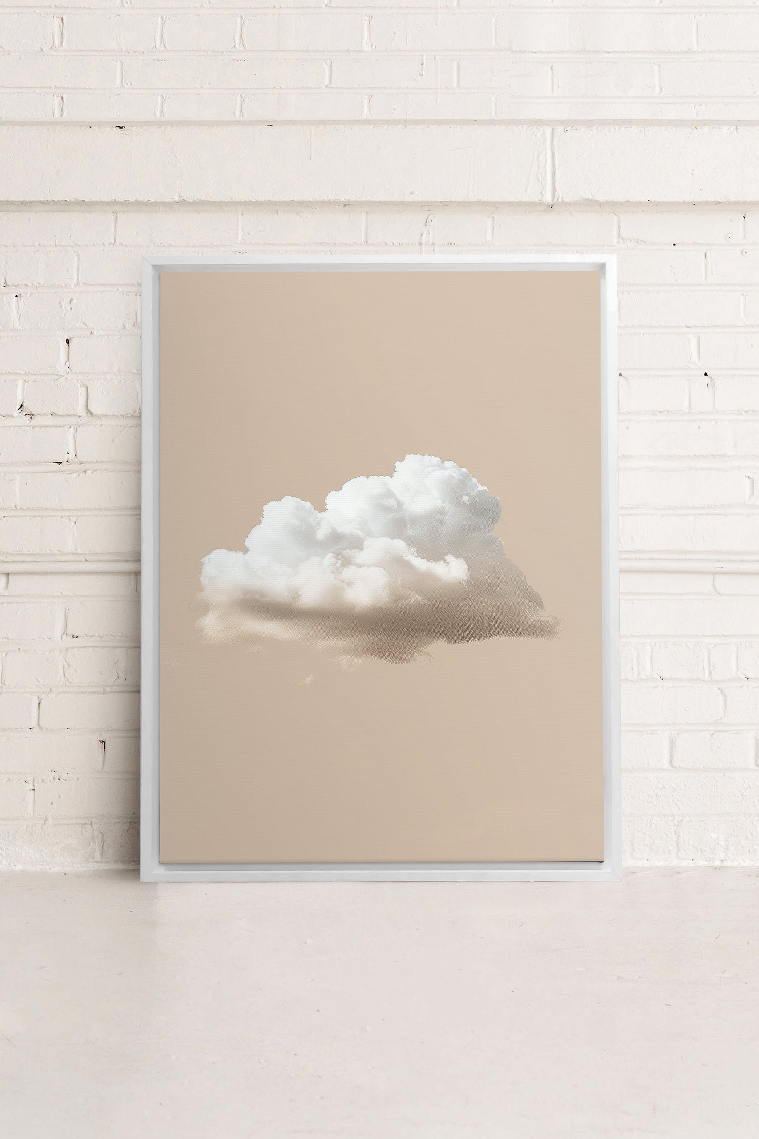 OLEKA CANVAS - CREAM CLOUD, Oeuvre sur toile étirée, encadré Blanc