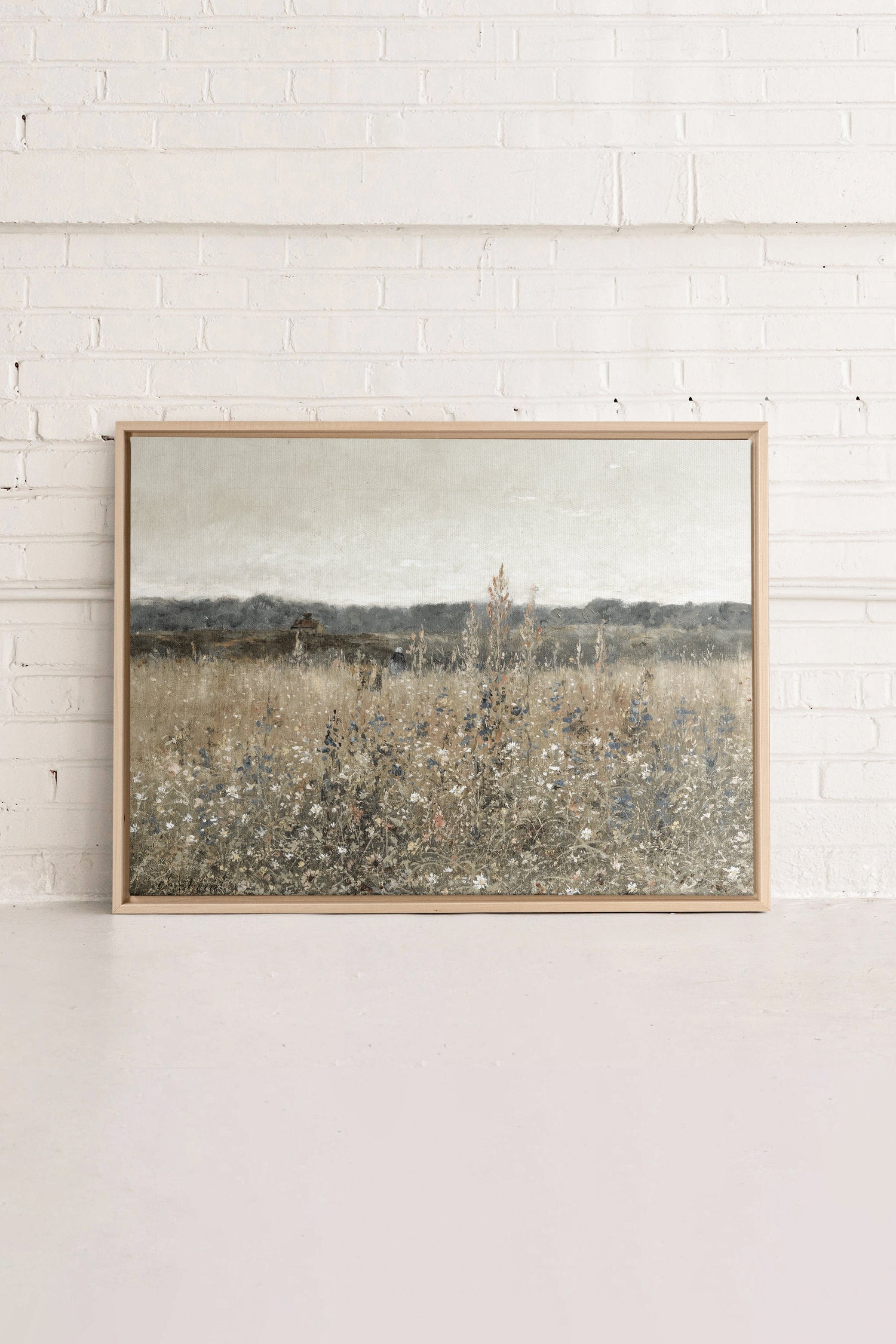 OLEKA CANVAS - WILDFLOWER FIELD, Oeuvre sur toile étirée, encadré Naturel Clair