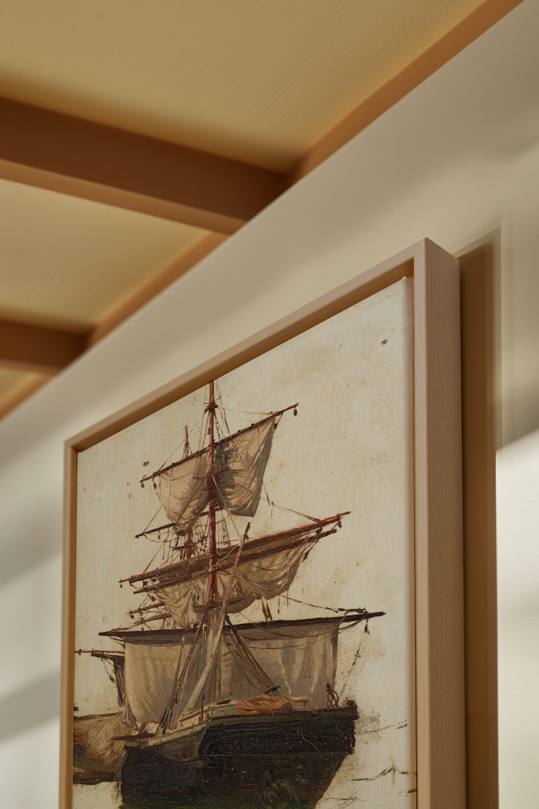 BRISE ANTIQUE, Oeuvre sur toile étirée, encadré Naturel Clair