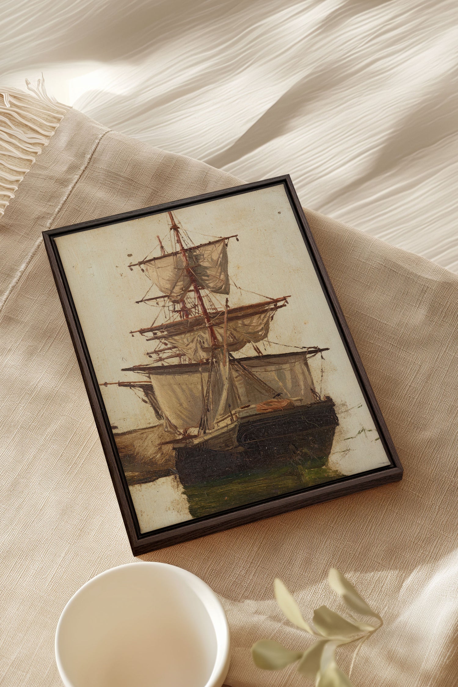 BRISE ANTIQUE, Oeuvre sur toile étirée, encadré Brun Noyer