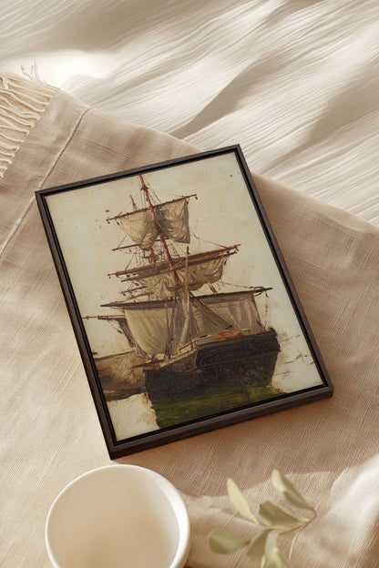 BRISE ANTIQUE, Oeuvre sur toile étirée, encadré Brun Noyer