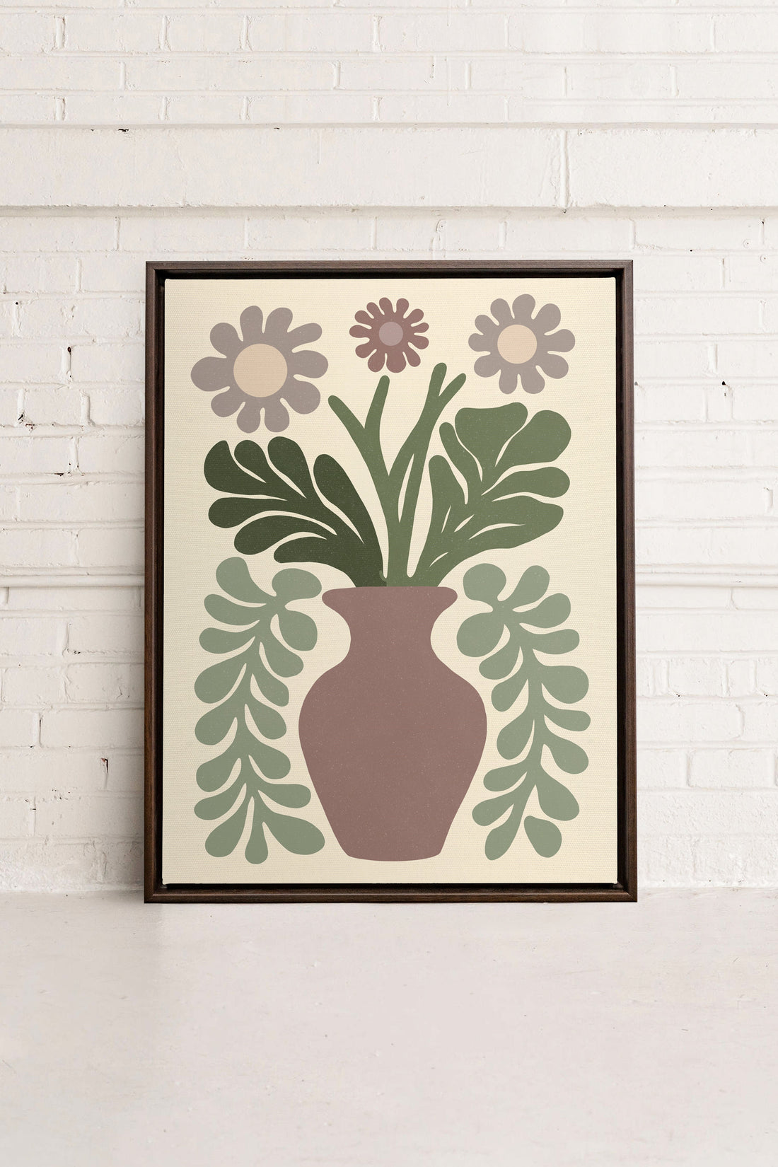 OLEKA CANVAS - CHIC FLORAL, Oeuvre sur toile étirée, encadré Brun Noyer