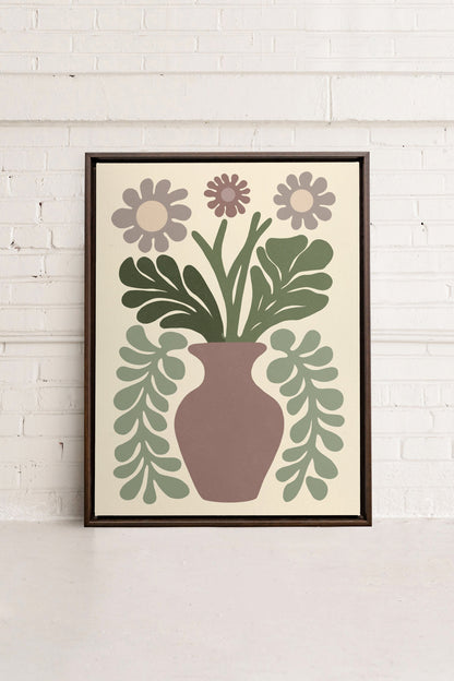 OLEKA CANVAS - CHIC FLORAL, Oeuvre sur toile étirée, encadré Brun Noyer