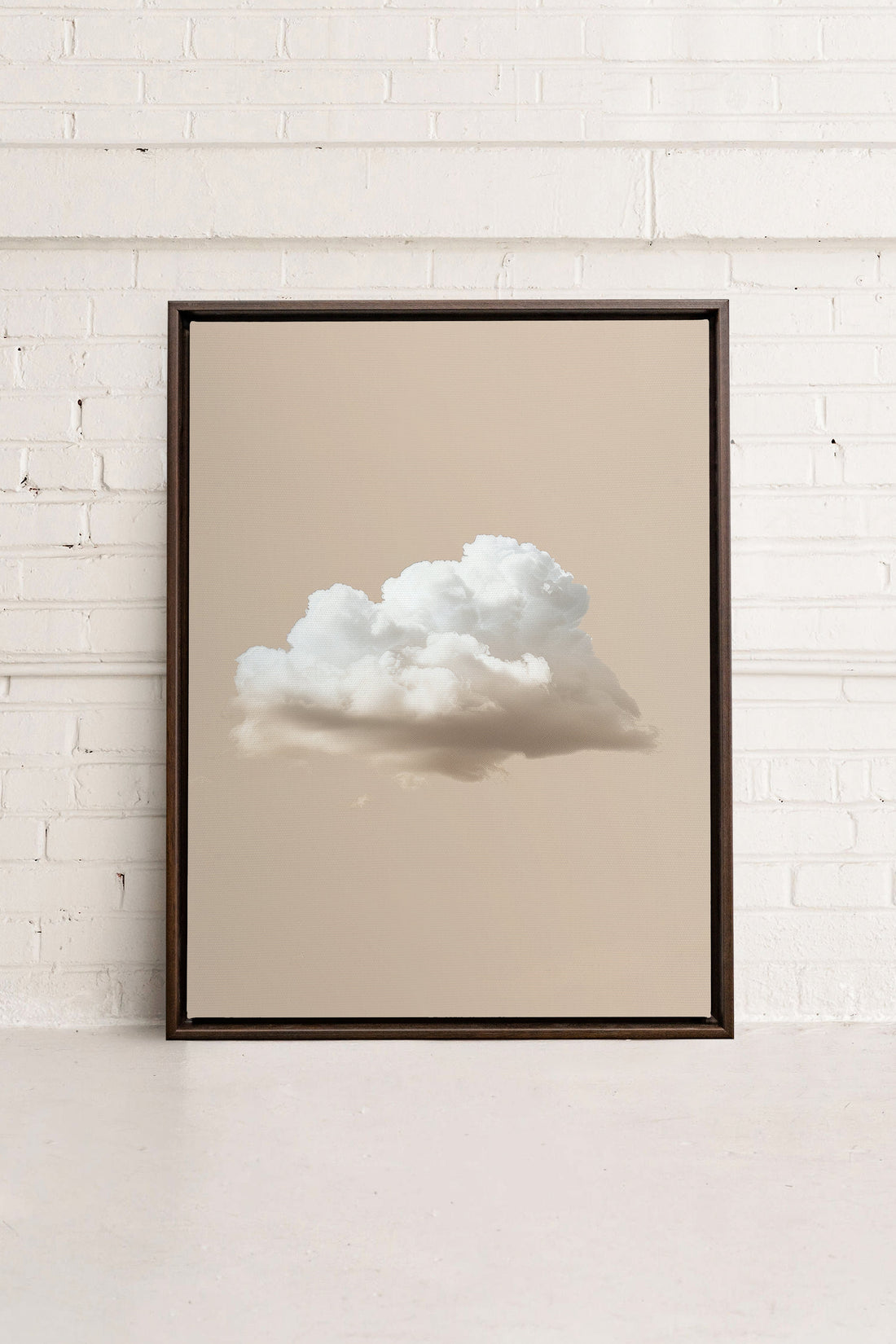 OLEKA CANVAS - CREAM CLOUD, Oeuvre sur toile étirée, encadré Brun Noyer