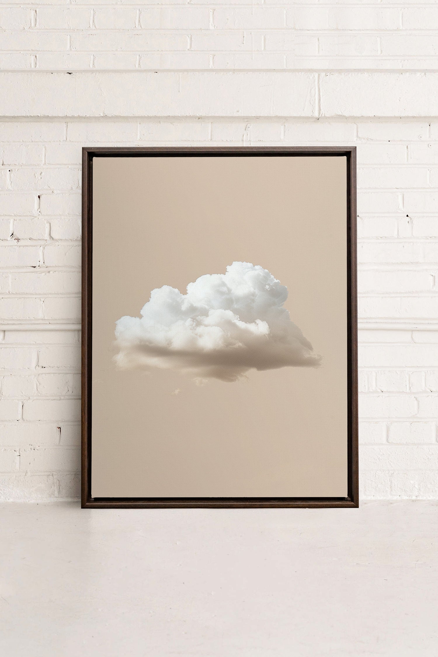 OLEKA CANVAS - CREAM CLOUD, Oeuvre sur toile étirée, encadré Brun Noyer
