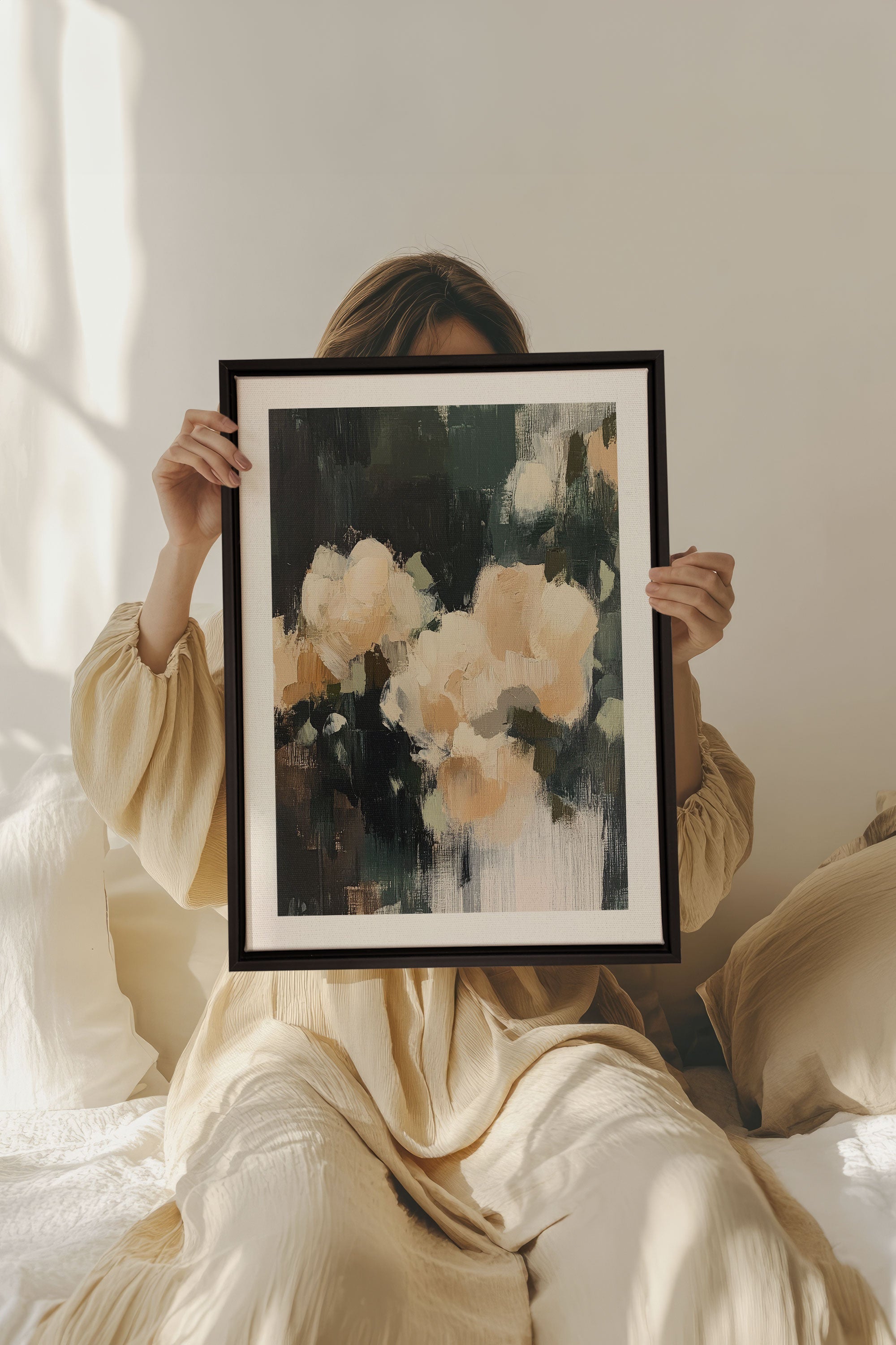 OLEKA CANVAS - RÊVES PASTELS, Oeuvre sur toile étirée, encadré Noir