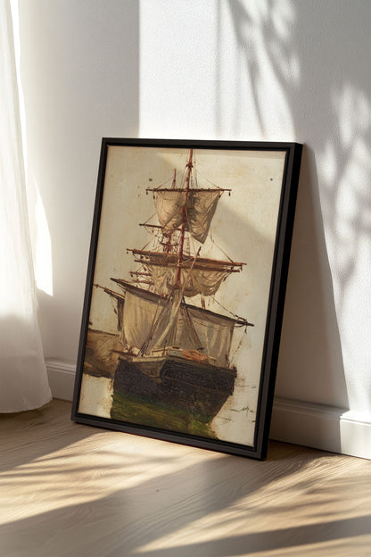 BRISE ANTIQUE, Oeuvre sur toile étirée, encadré Noir