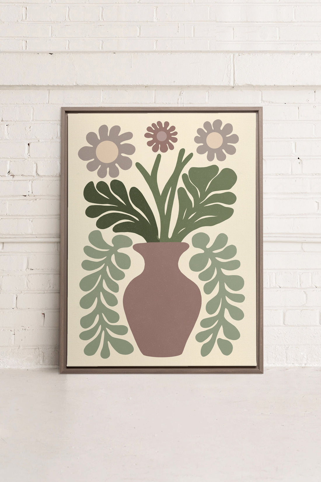 OLEKA CANVAS - CHIC FLORAL, Oeuvre sur toile étirée, encadré Brun Chêne