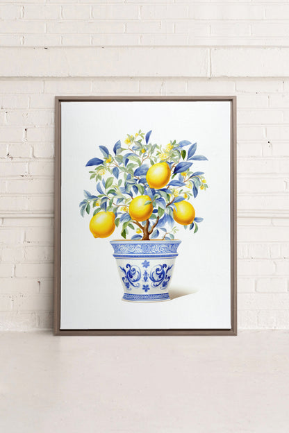 OLEKA CANVAS - LEMON BREEZE, Oeuvre sur toile étirée, encadré Brun Chêne