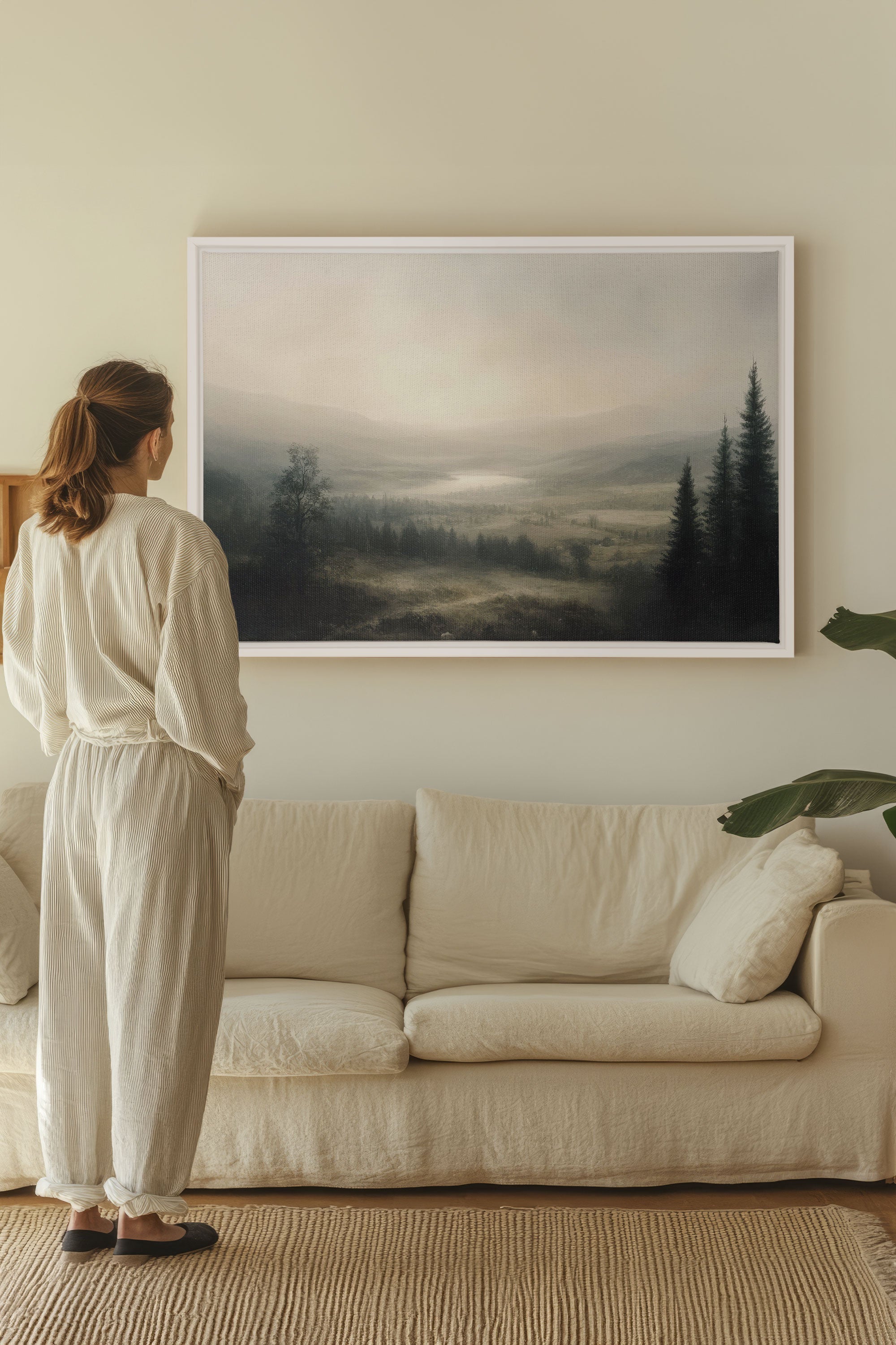 OLEKA CANVAS - GLOW OF SILENCE, Oeuvre sur toile étirée, encadré Blanc