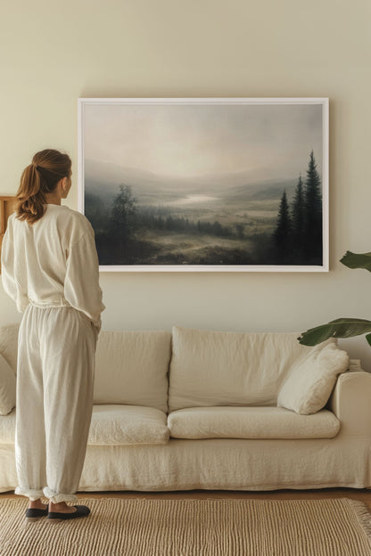 OLEKA CANVAS - GLOW OF SILENCE, Oeuvre sur toile étirée, encadré Blanc