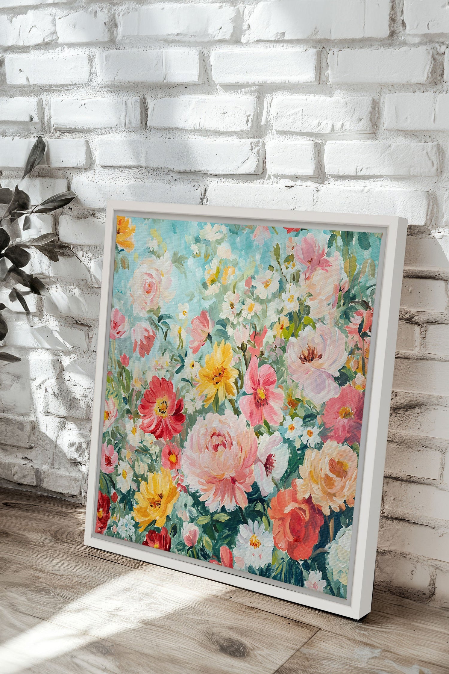 OLEKA CANVAS - ÉCLAT DE SAISON, Oeuvre sur toile étirée, encadré Blanc