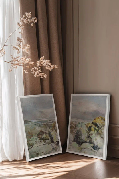 DRIFTING LIGHT DUO, 2 Works on stretched canvas, framed White