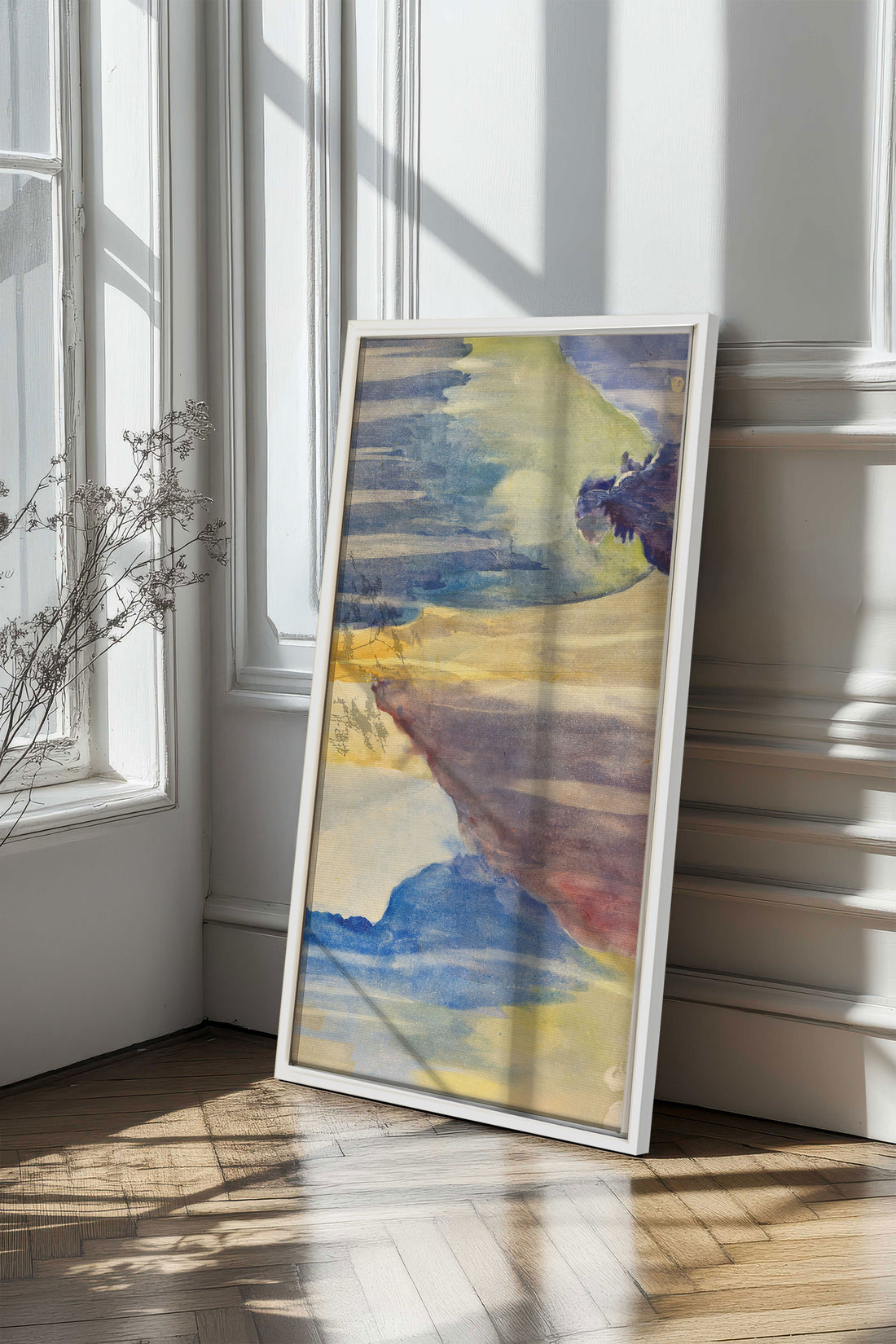 BETWEEN WAVES, Artwork on stretched canvas, framed in white