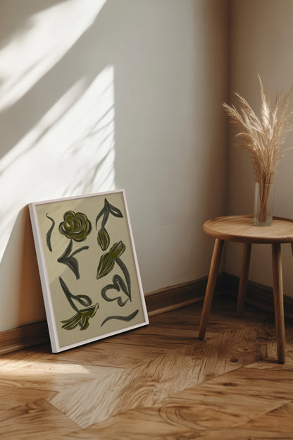 BOTANIC RELIC, Artwork on stretched canvas, framed in white