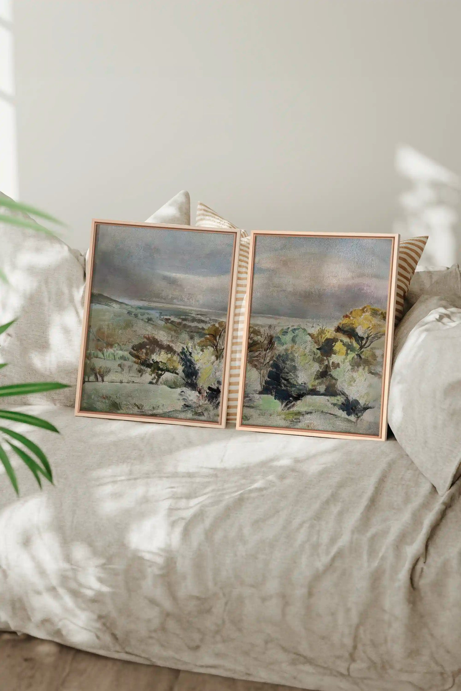 DRIFTING LIGHT DUO, 2 Oeuvres sur toile étirée, encadré Naturel Clair