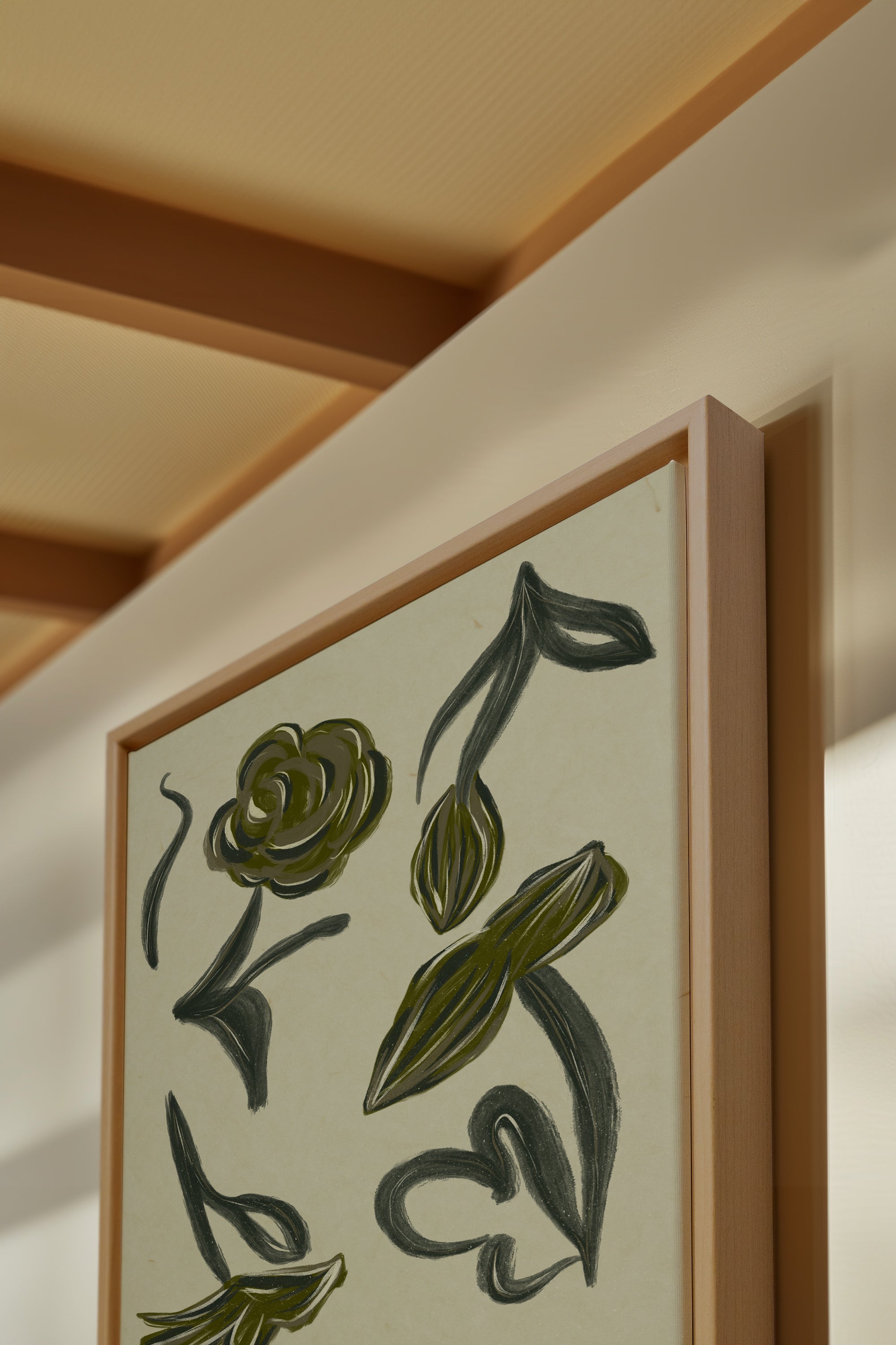 BOTANIC RELIC, Artwork on stretched canvas, framed Natural Light