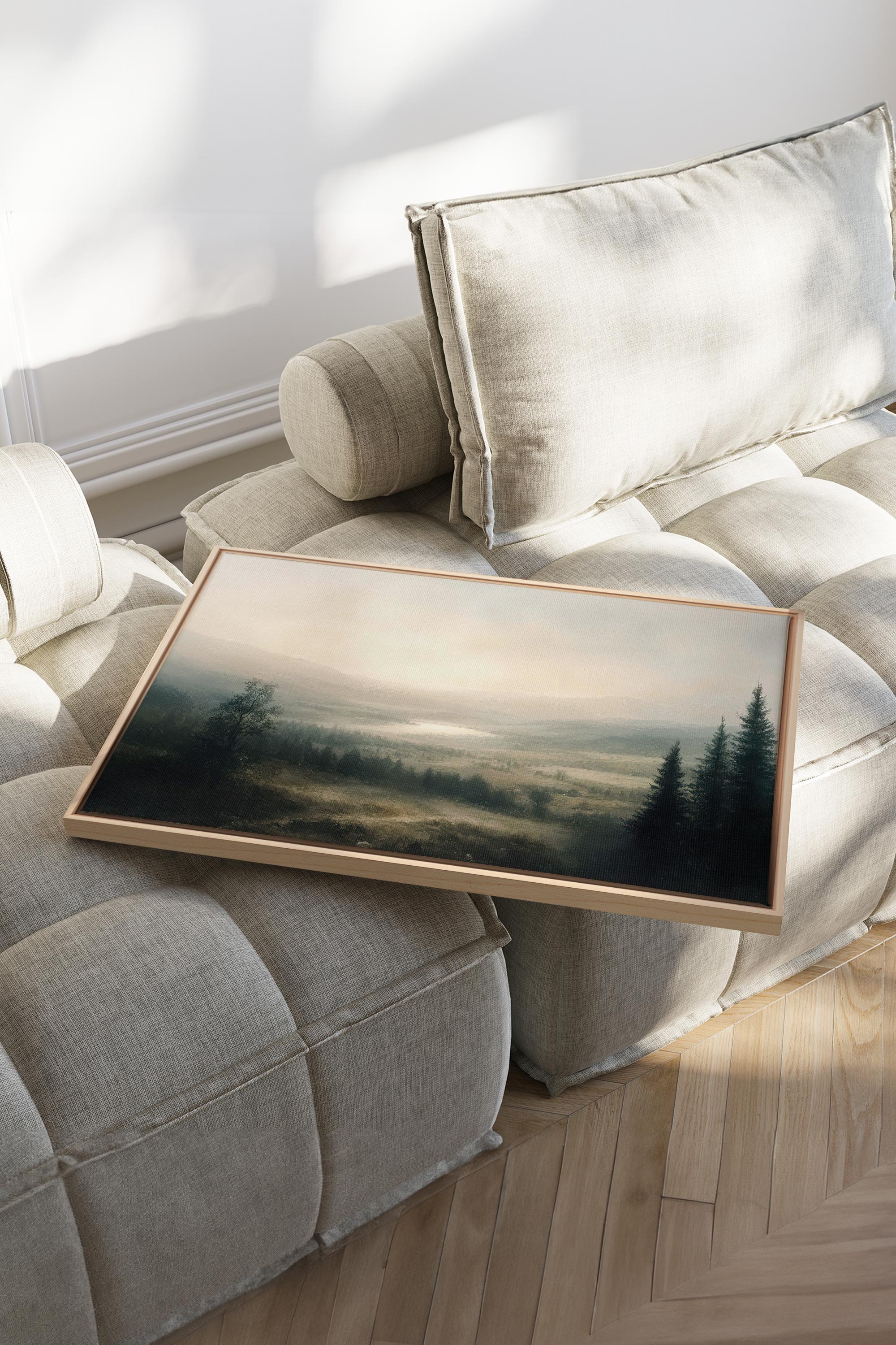 OLEKA CANVAS - GLOW OF SILENCE, Oeuvre sur toile étirée, encadré Naturel Clair